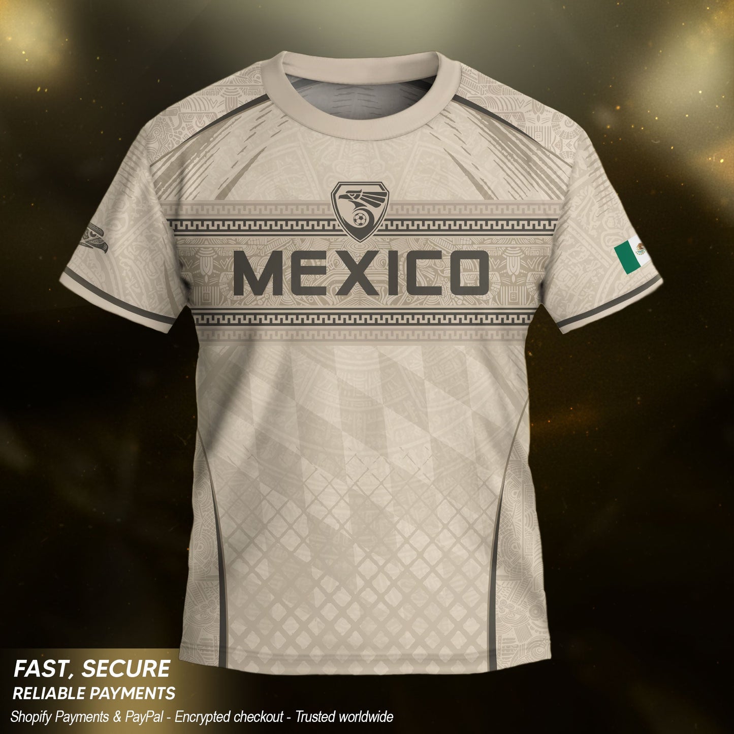 Mexico Youth Soccer Jersey Aztec Design Kids Football Uniform Breathable Sportswear Set