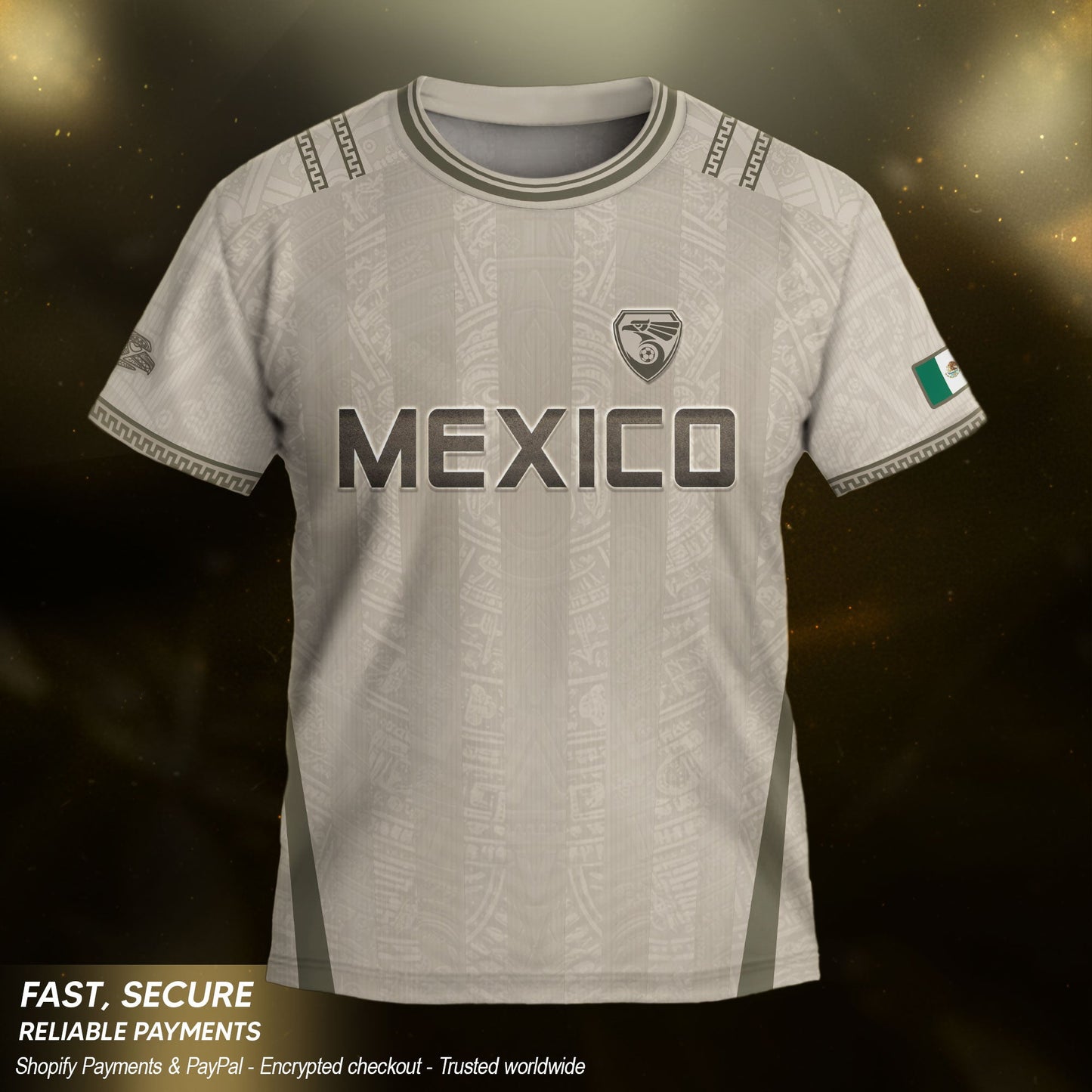 Mexico Youth Soccer Jersey Aztec Style Kids Football Shirt Vintage Breathable Sportswear