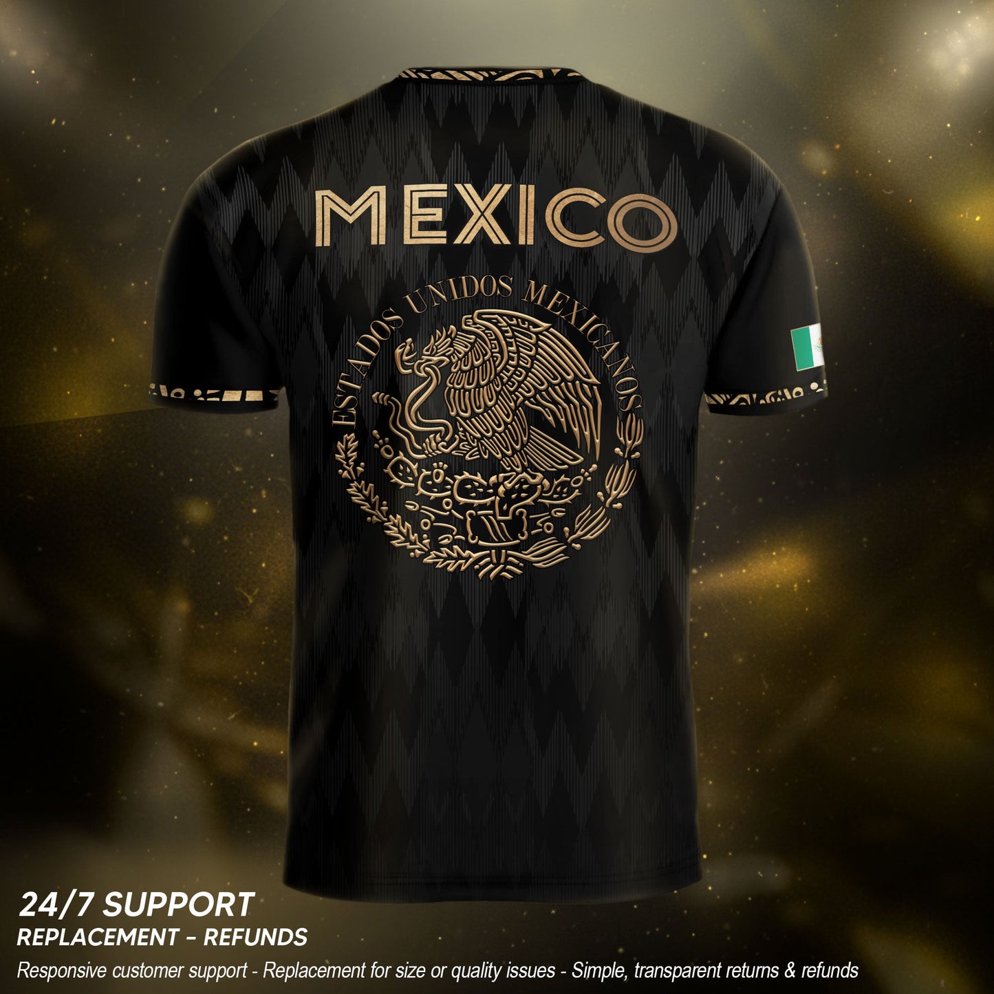Mexico Soccer Jersey Black Gold Eagle Aztec Football Shirt Men Fan Edition