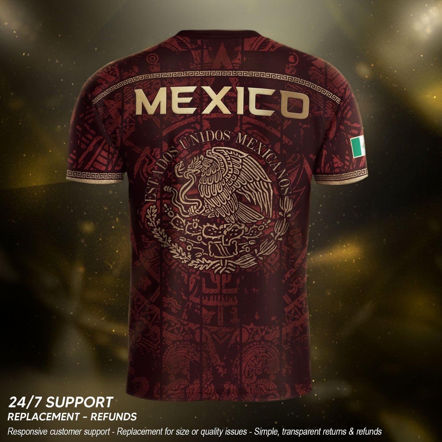 Mexico Football Shirt Maroon Heritage - Aztec Eagle Crest Fan Jersey National Pride