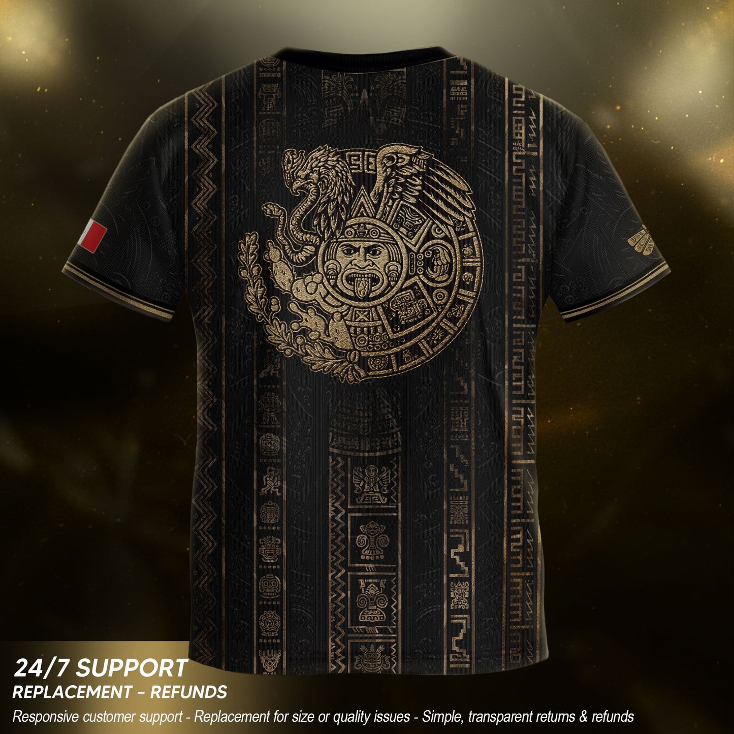 Mexico Soccer Jersey Youth Black Aztec Calendar Sun Stone Heritage Football Shirt Set