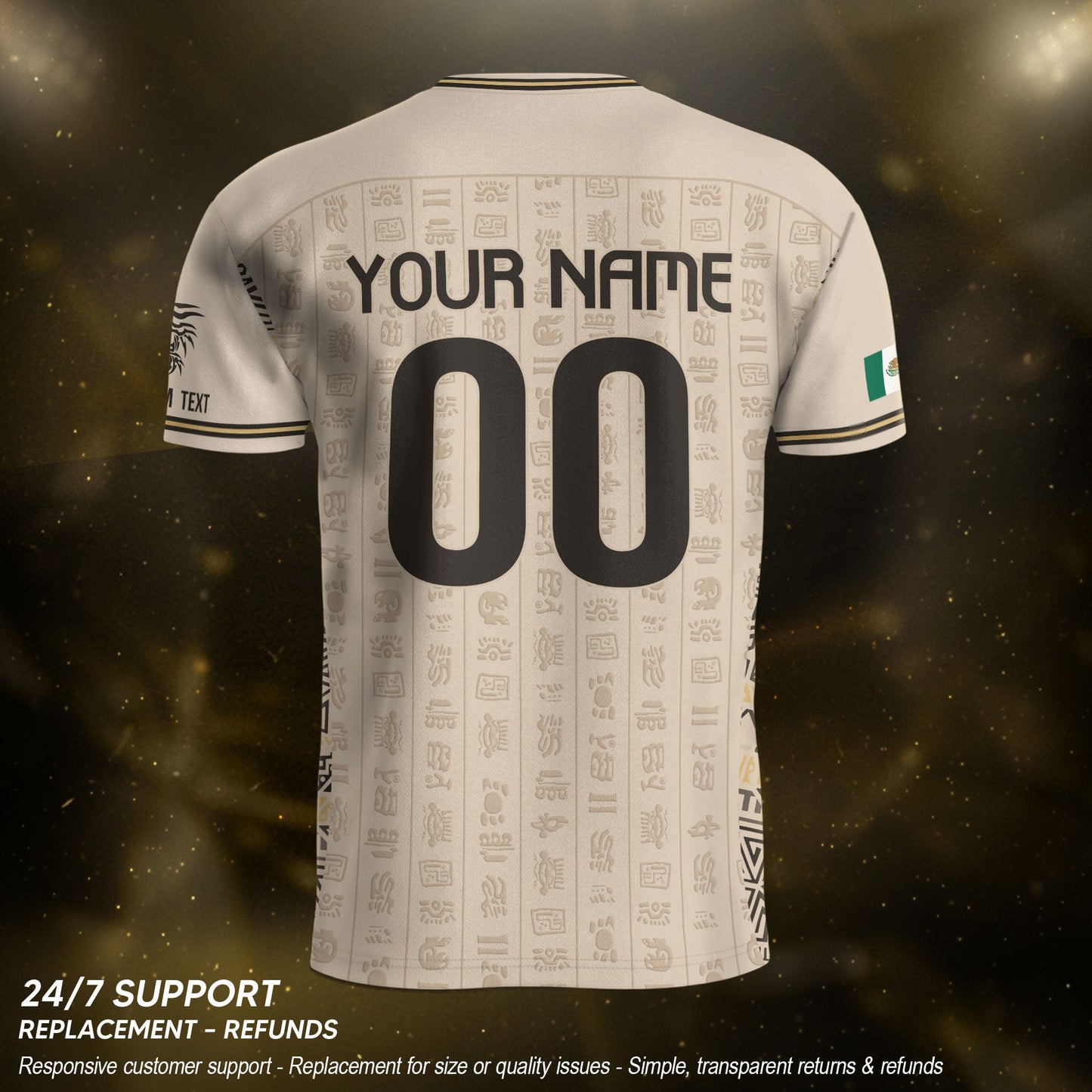 Custom Mexico Soccer Jersey Sand Mayan Glyphs Culture Men Mexican Football Shirt