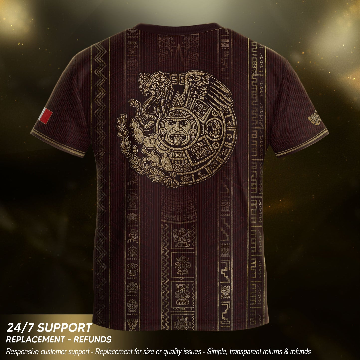 Mexico Youth Soccer Jersey Maroon Aztec Kids Football Shirt Vintage Heritage Sportswear