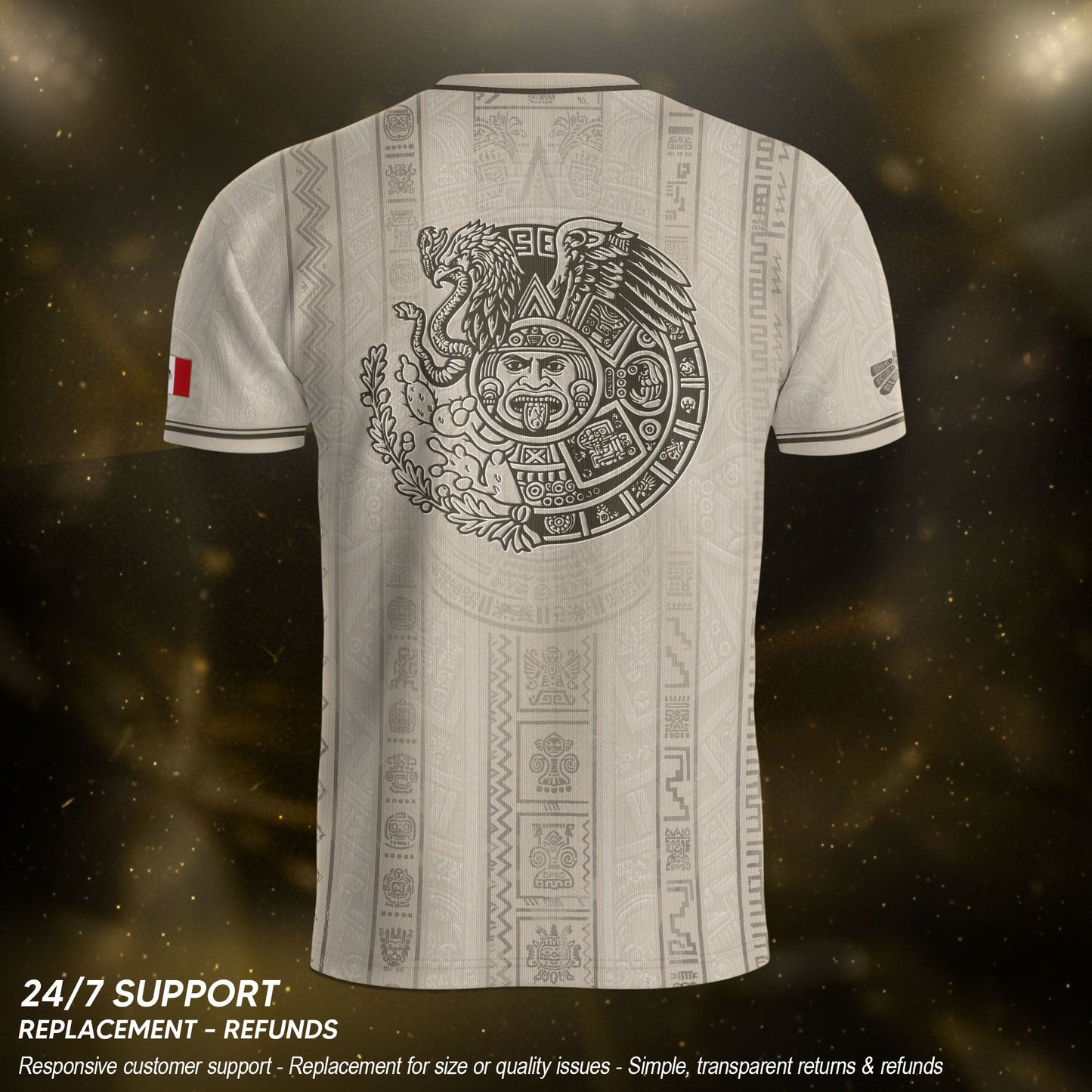 Mexico Soccer Jersey Men White Aztec Pattern Football Shirt Classic Fan Apparel