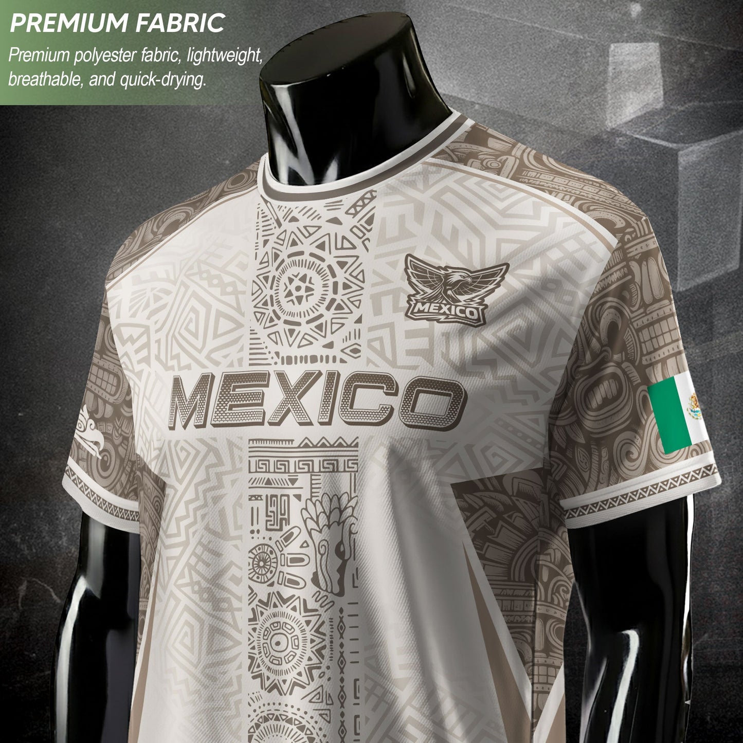 Mexico White Aztec Heritage Pattern Soccer Jersey Mexican Culture Design