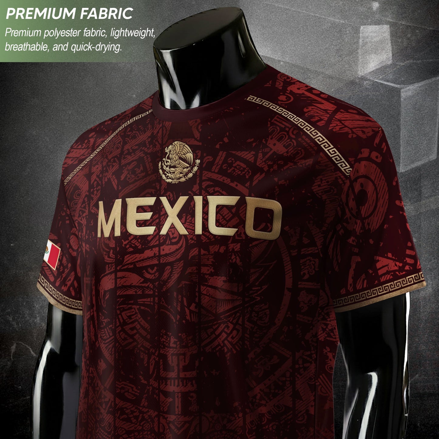 Mexico Football Shirt Maroon Heritage - Aztec Eagle Crest Fan Jersey National Pride