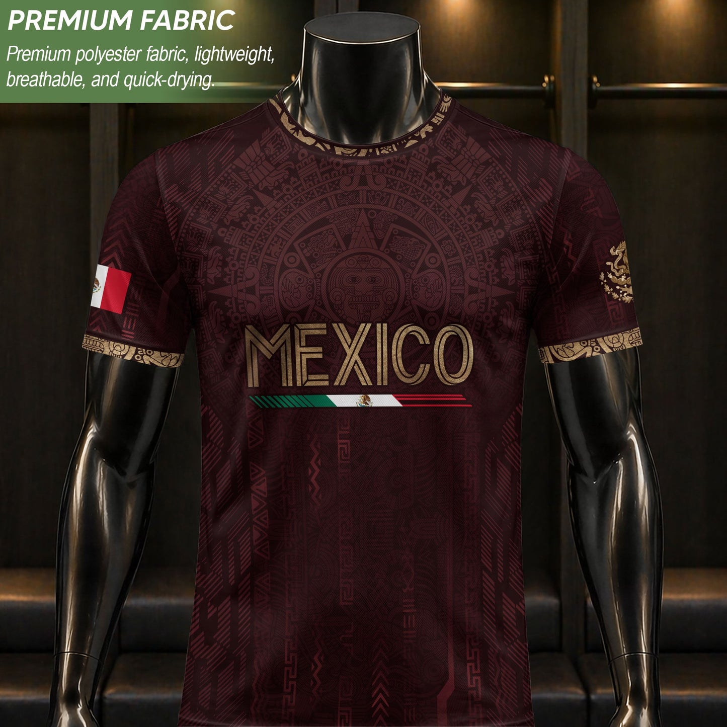 Mexico Football Jersey Maroon Aztec Calendar Soccer Shirt for Mexico Fans