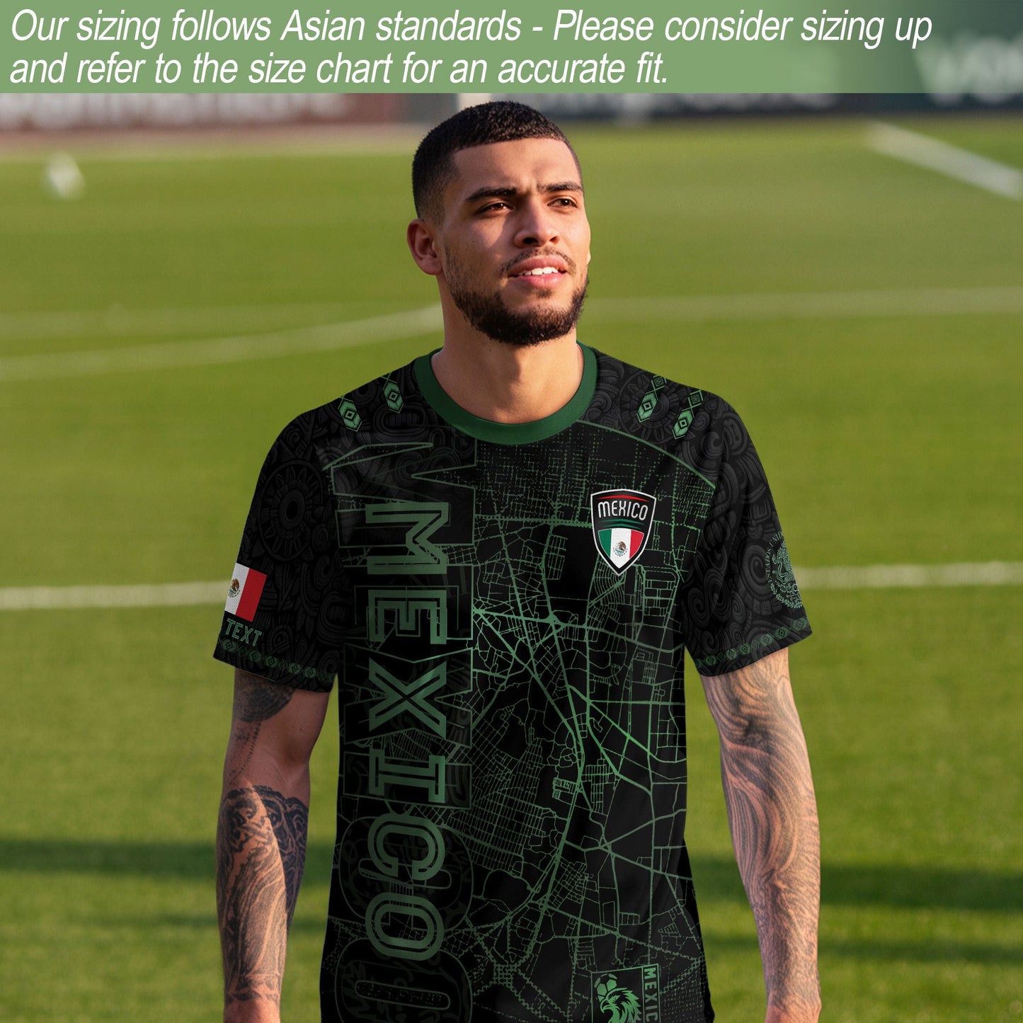 Custom Mexico Soccer Jersey Black Green Modern Heritage Map Design