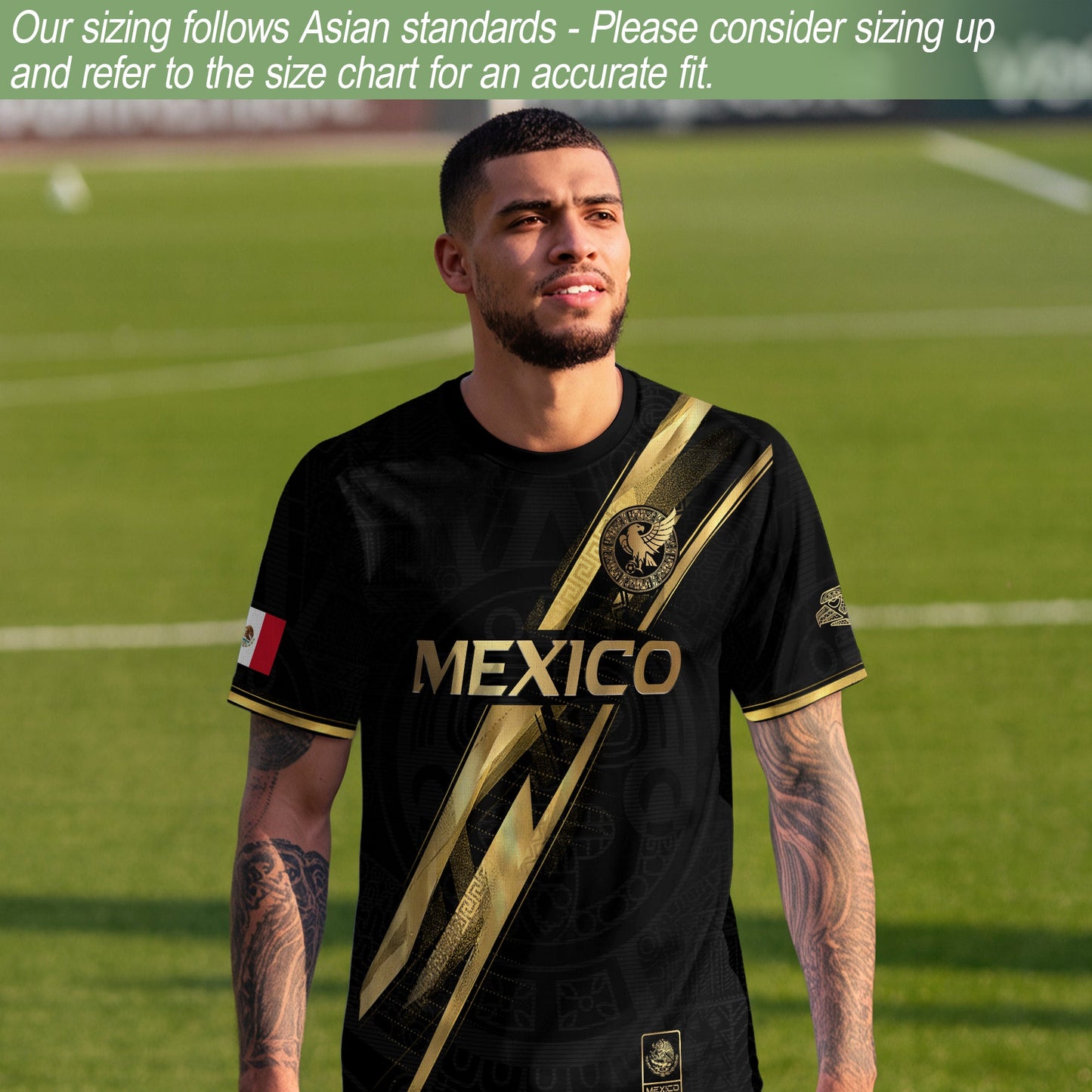 Mexico Black Gold Lightning Map Heritage Soccer Jersey
