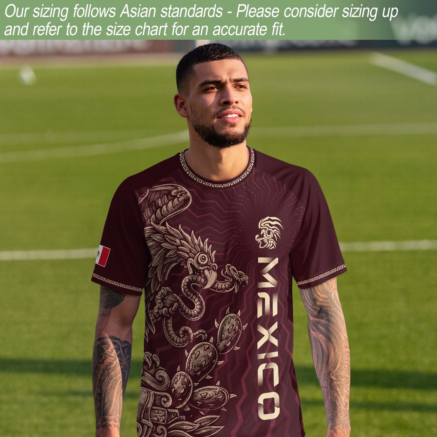 Mexico Maroon Feathered Serpent National Seal Heritage Mens Culture Soccer Jersey