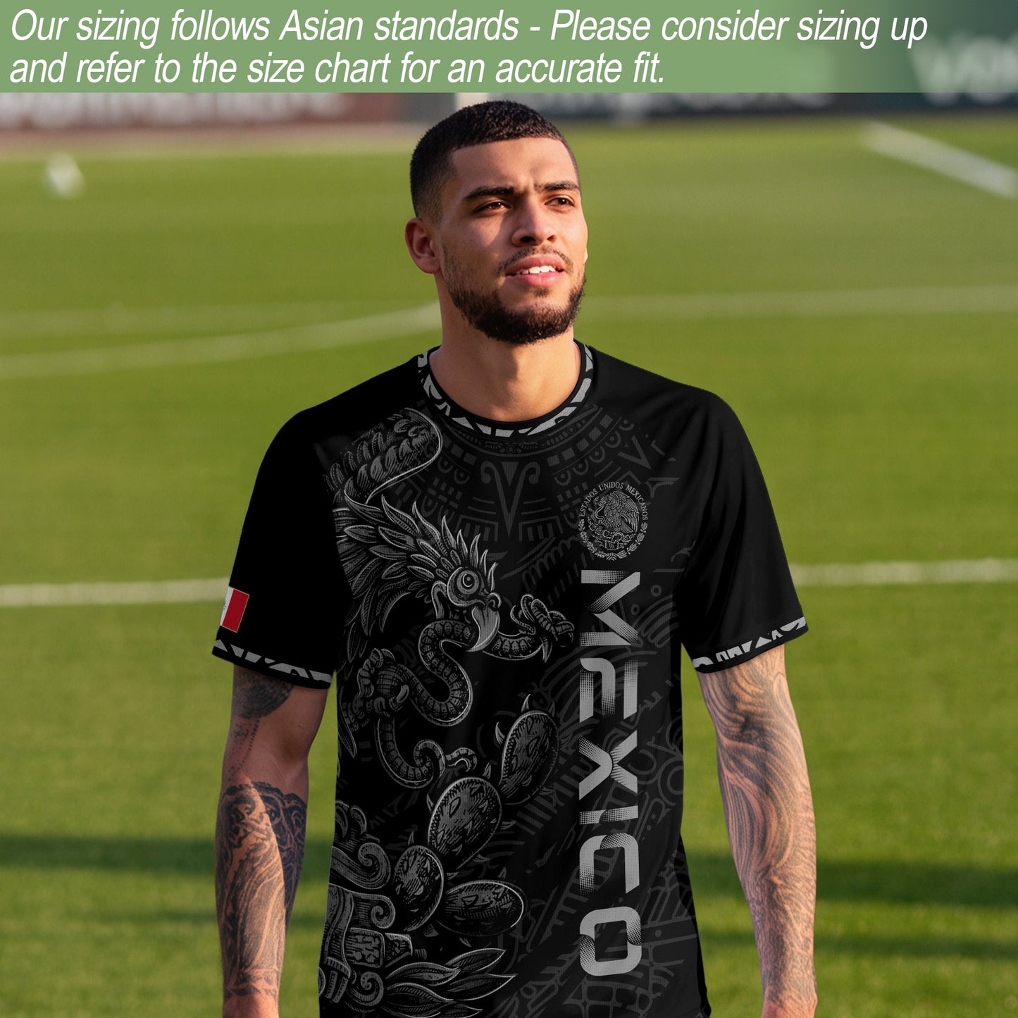 Mexico Black Grey Feathered Serpent Heritage Mens Football Soccer Jersey