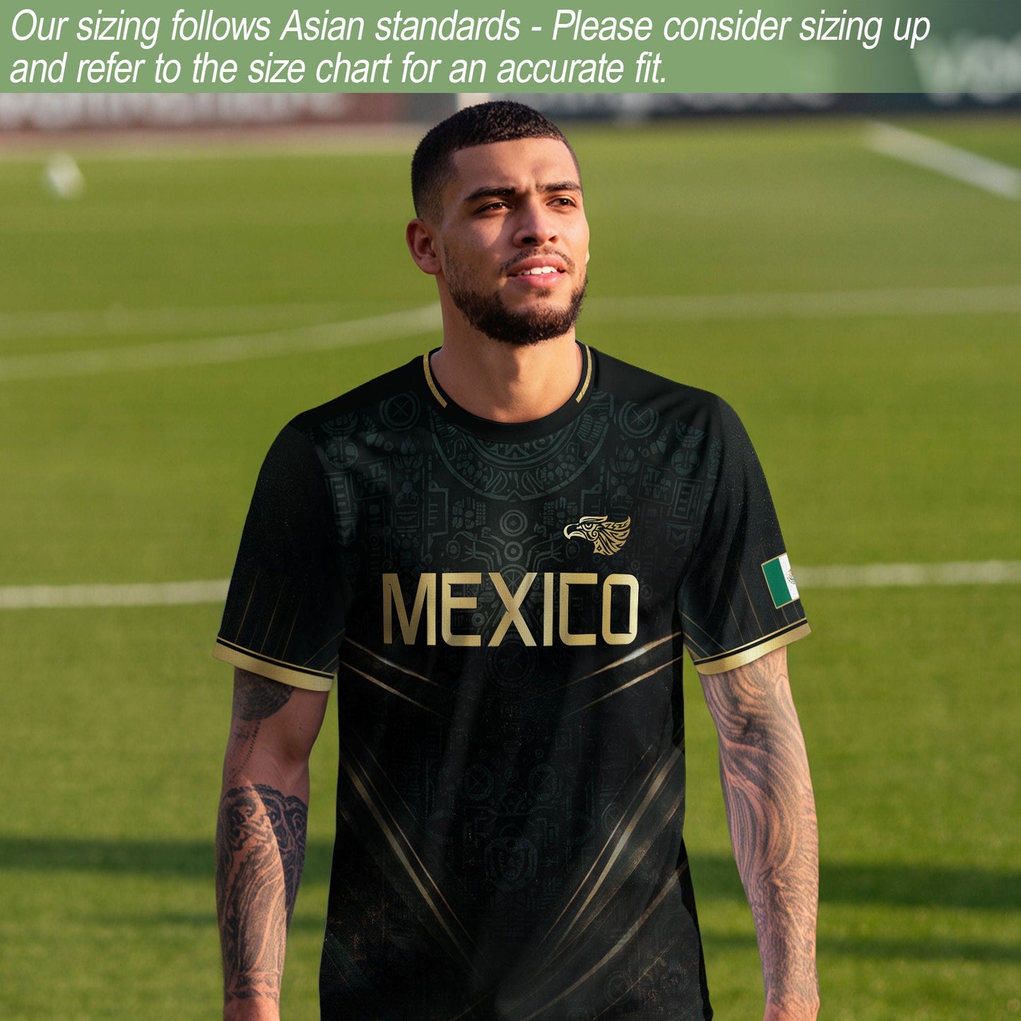 Mexico Heritage Football Jersey Black Gold, Tradition Meets Modern Expression