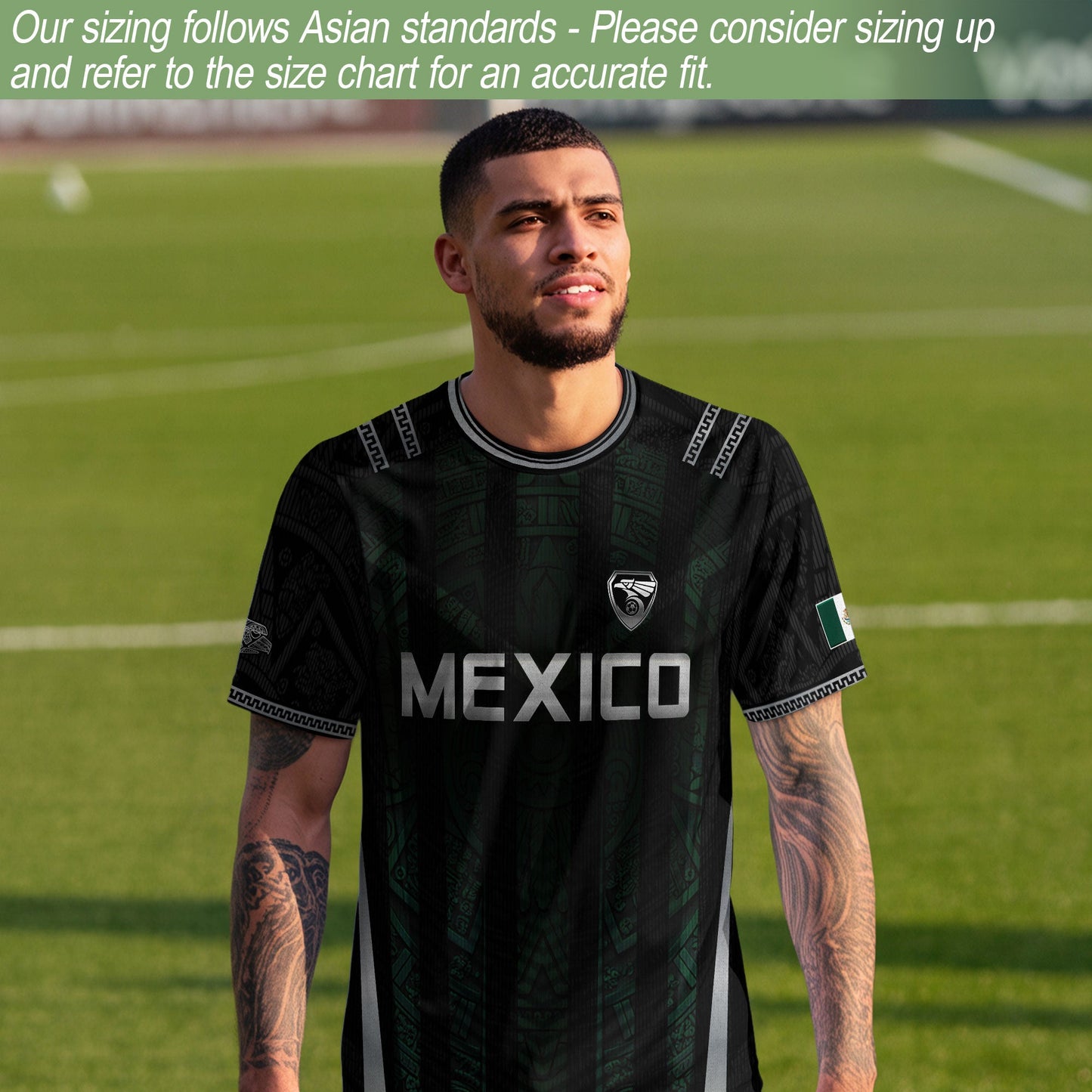 Mexico Green Black Aztec Eagle Heritage Estados Unidos Mexicanos Soccer Jersey Football