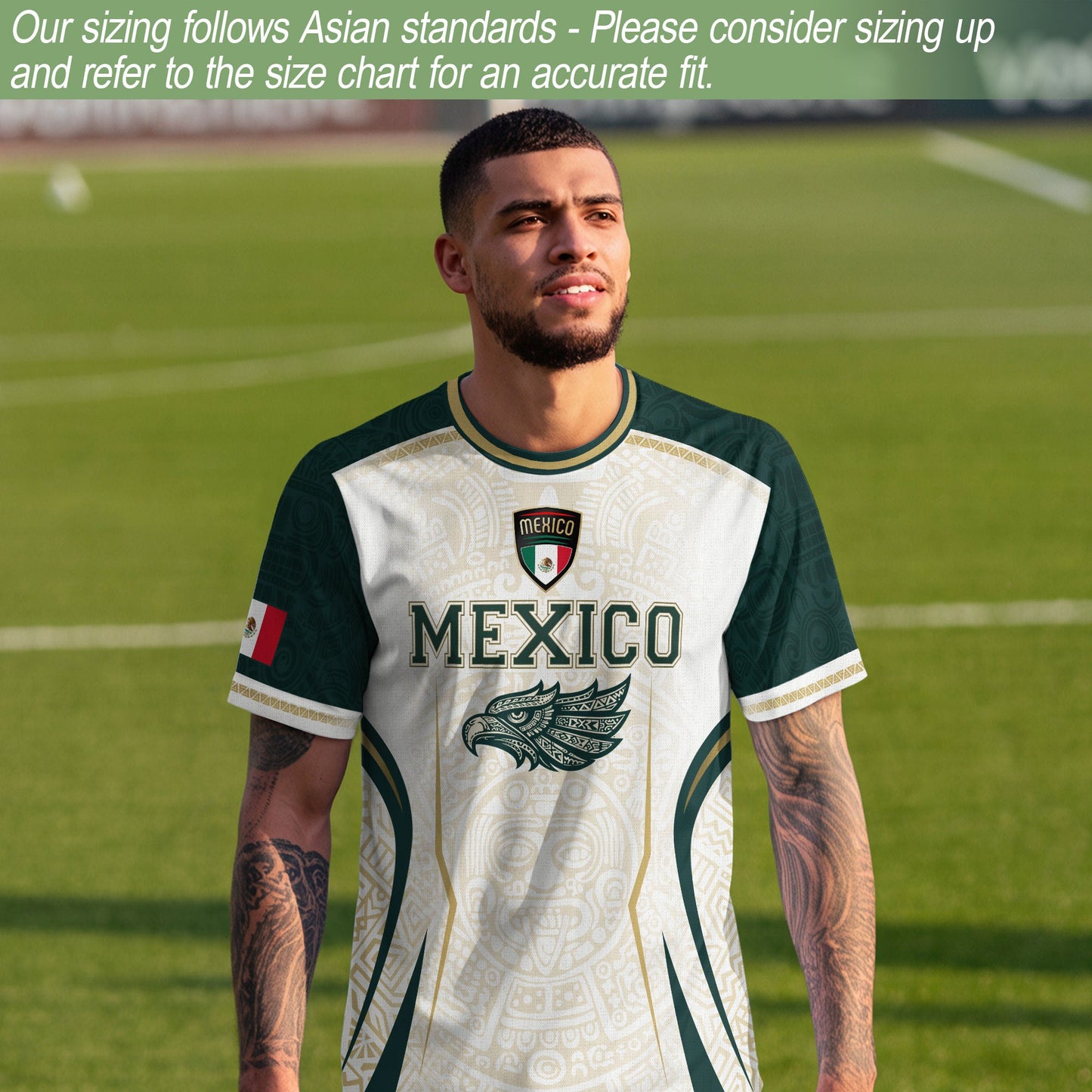 Mexico Green White Aztec Eagle Heritage Estados Unidos Mexicanos Soccer Jersey