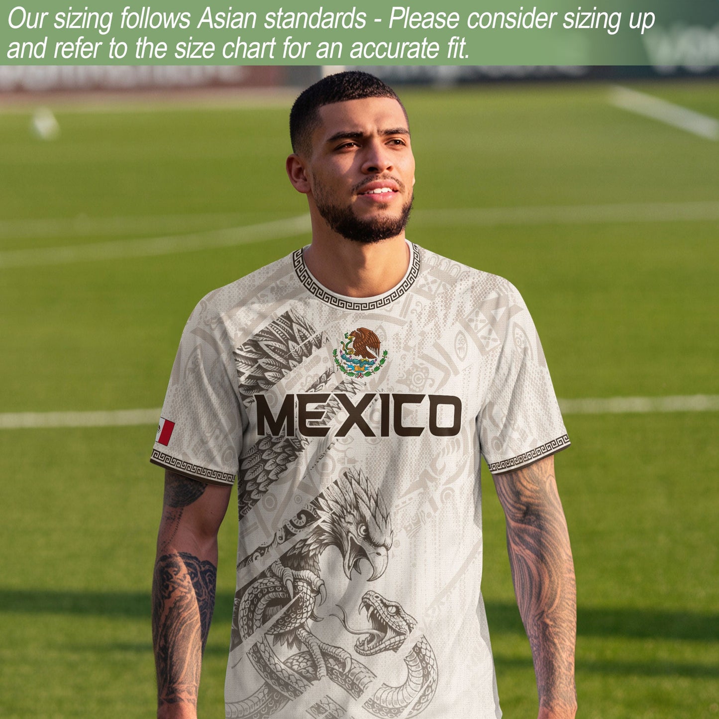 Mexico Soccer Jersey White Aztec Eagle & Snake - Premium National Team Football Shirt