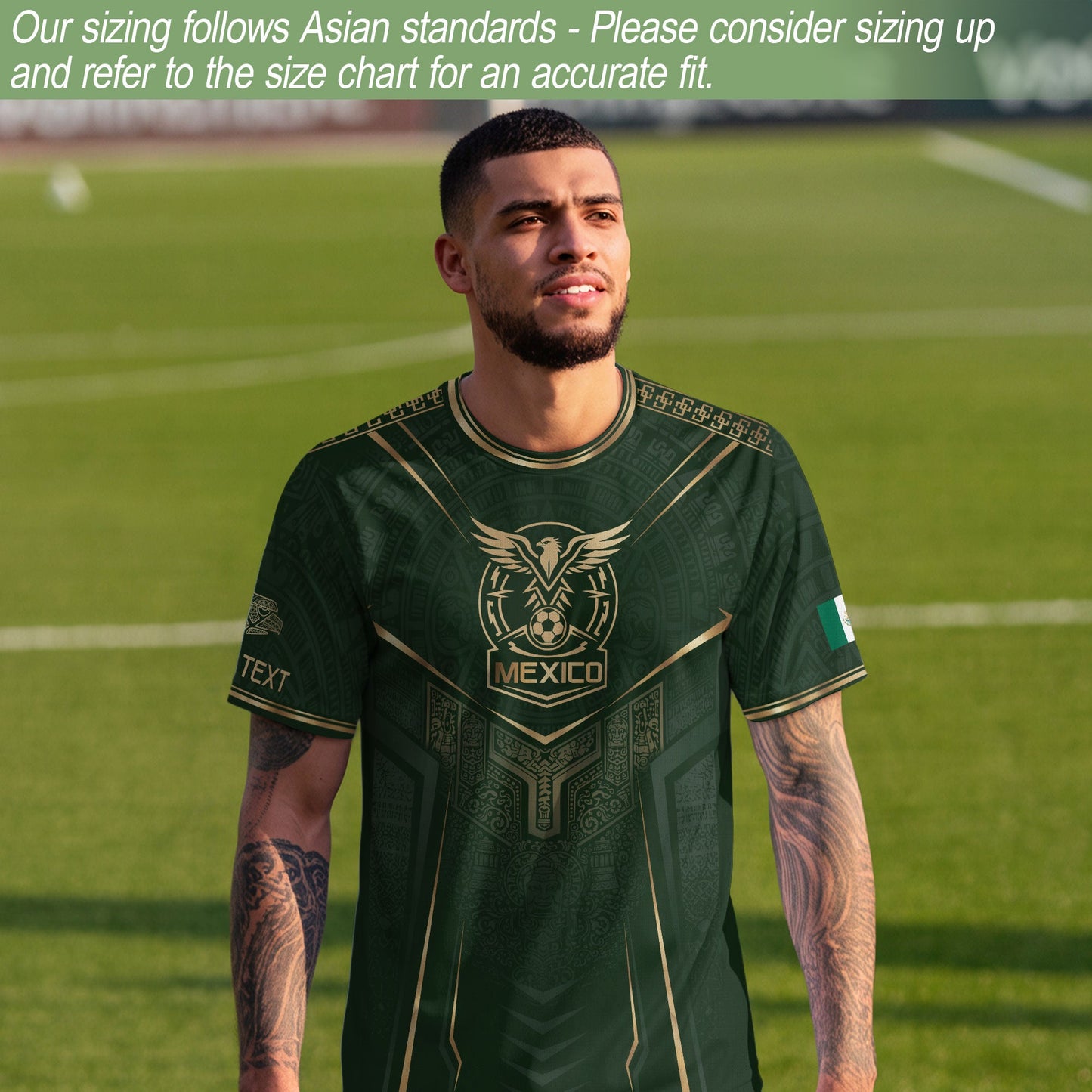 Custom Green Mexico Soccer Jersey Aztec Eagle Emerald Green Football Shirt