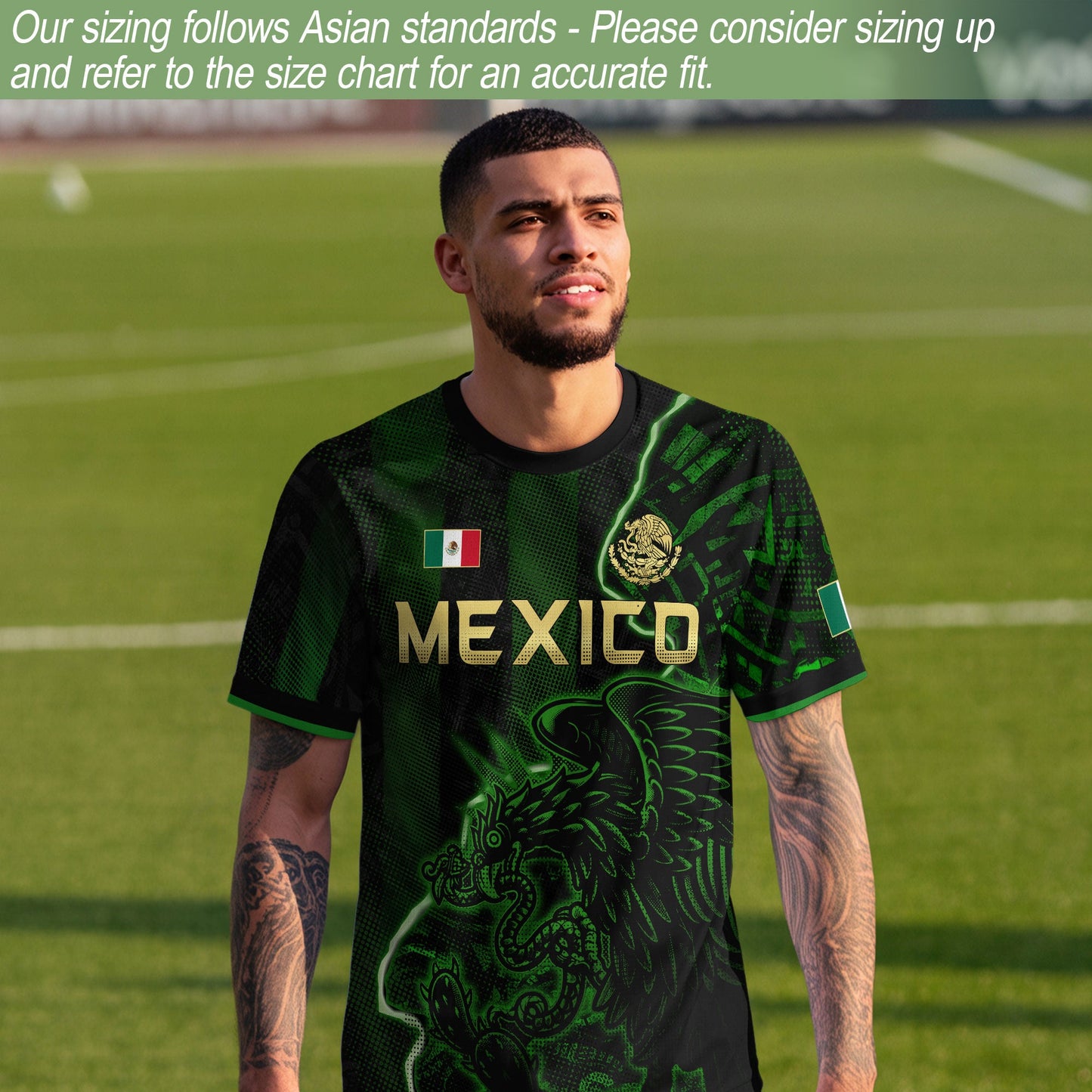 Mexico Soccer Jersey Green Black Electric Eagle - Mexico National Team Fan Heritage Shirt
