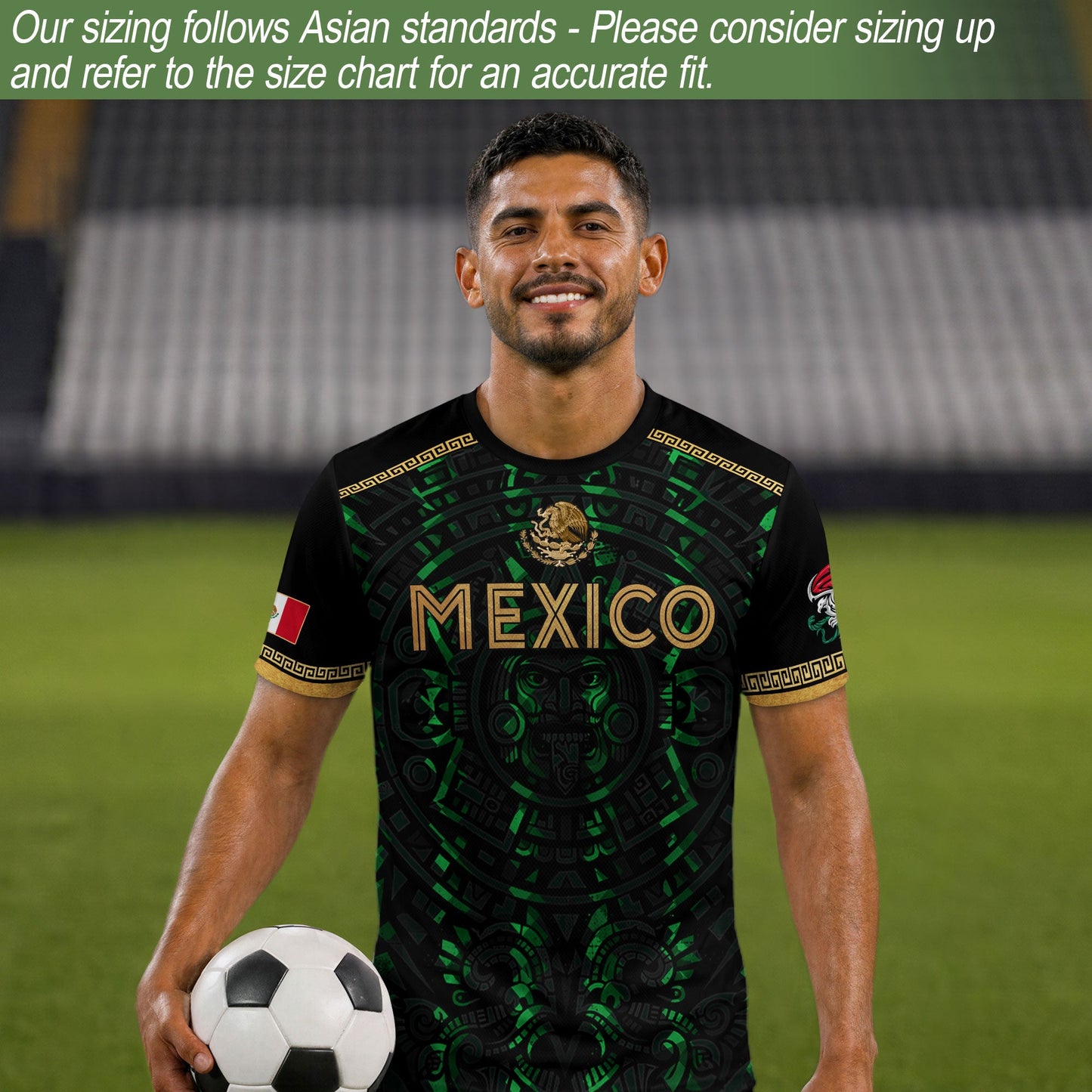 Playera de Mexico para Hombre – Mexican Soccer Jersey in Black Green, Mexico Shirt