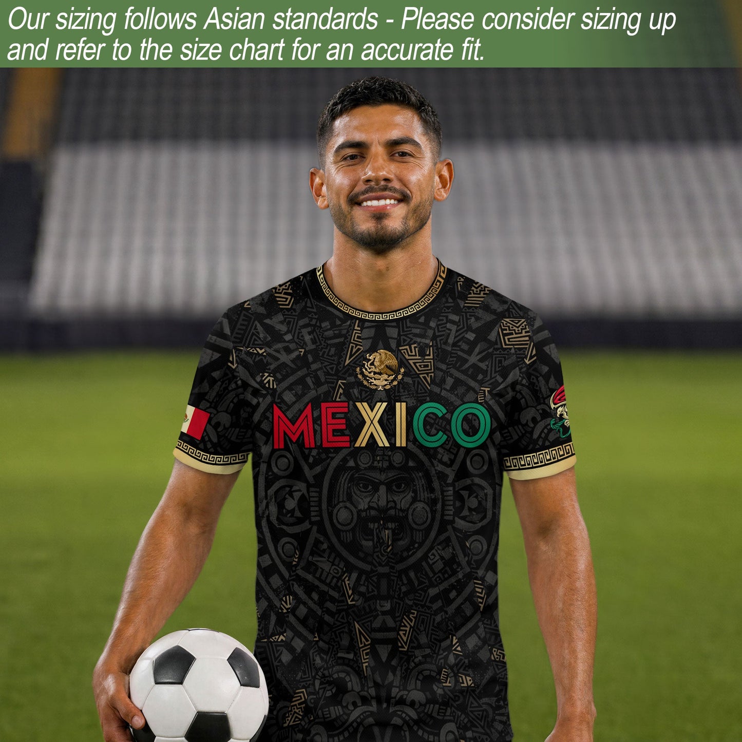 Mexico Soccer Jersey Men – Black Gold Mexican Jersey, Playera de Mexico Hombre