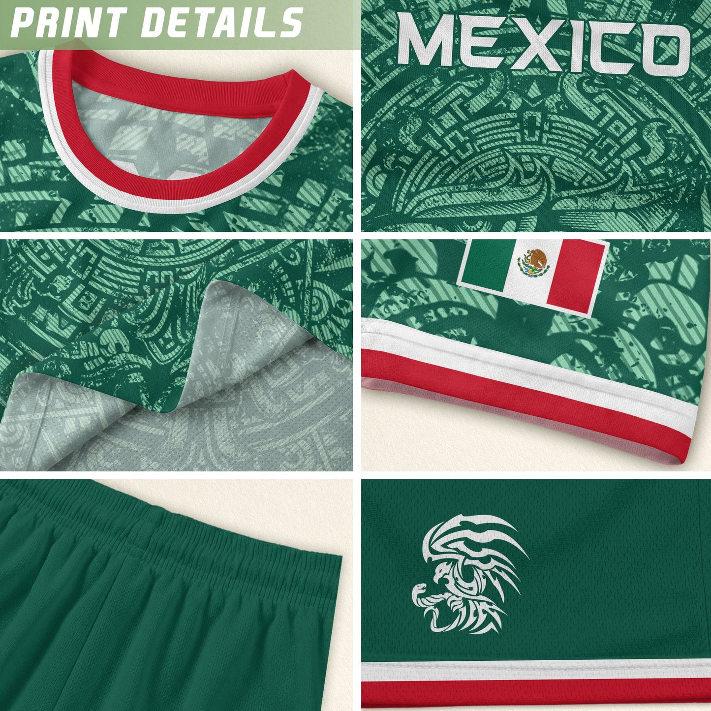Represent Mexico Soccer Jersey Aztec Eagle Print - Ancient Eagle Heritage Football Shirt Men Gift
