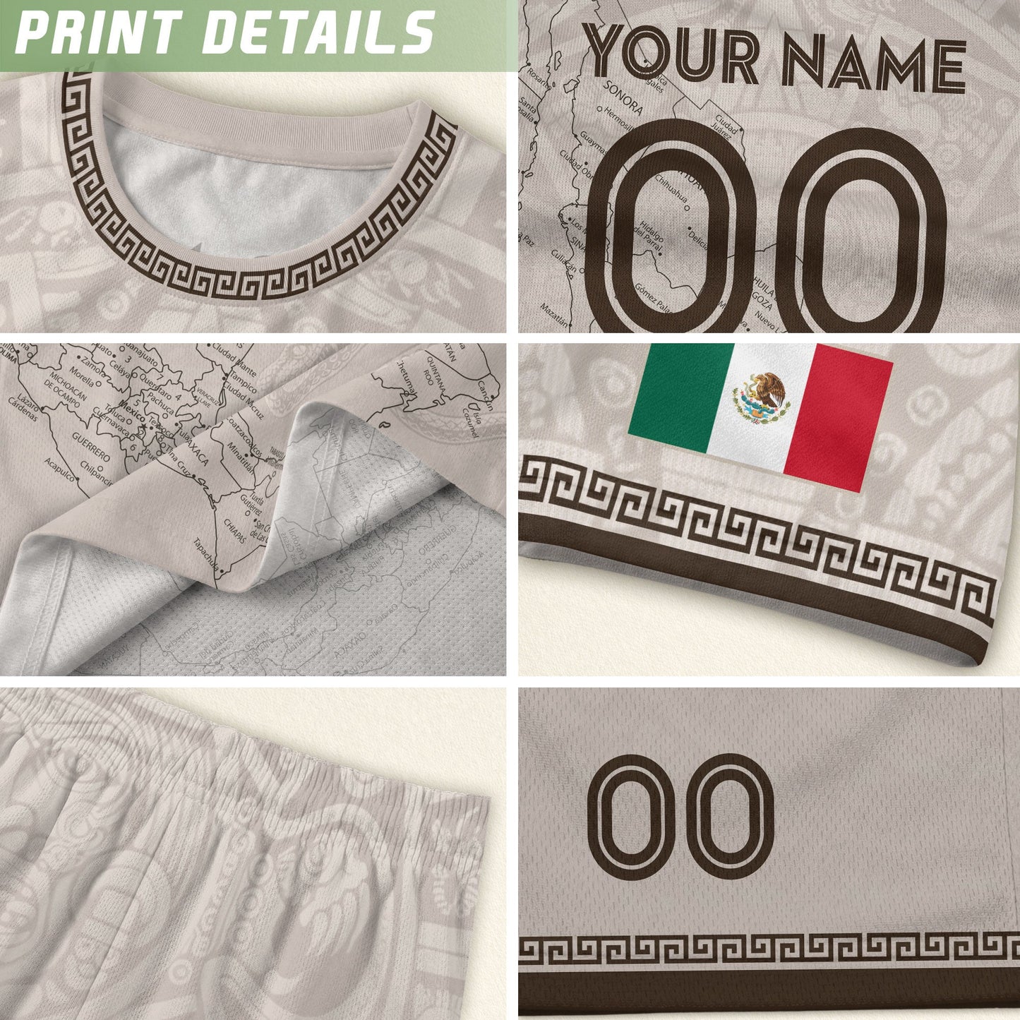 Mexico Soccer Jersey Custom Name - Vintage Map & Eagle Heritage White Football Shirt