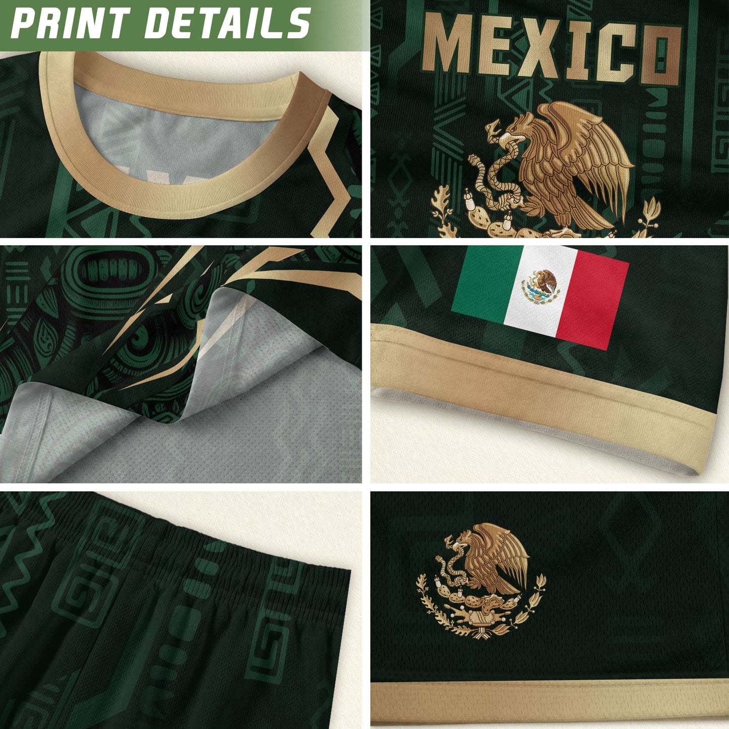 Mexico Soccer Jersey Aztec Eagle Heritage Green Gold Mexican Football Shirt