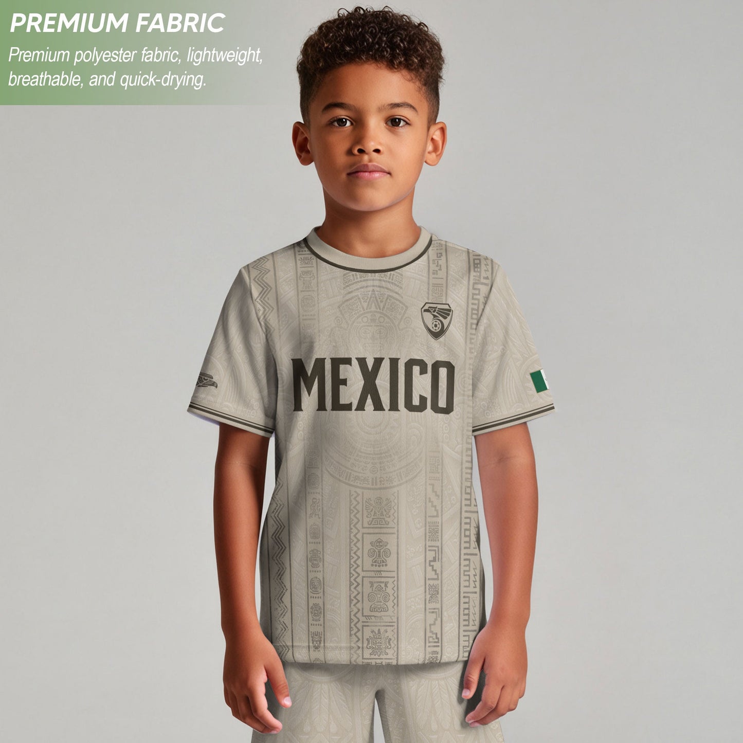 Youth Vintage Football Apparel White Gold Eagle Mexico Soccer Jersey Classic Fan Style