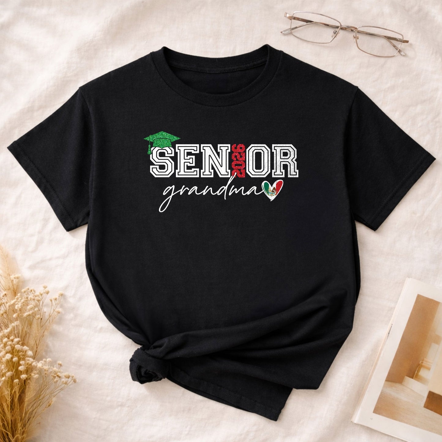 Senior Family 2026 T-Shirt Black Mexico Heart Graduation - Graduation Gift Tee