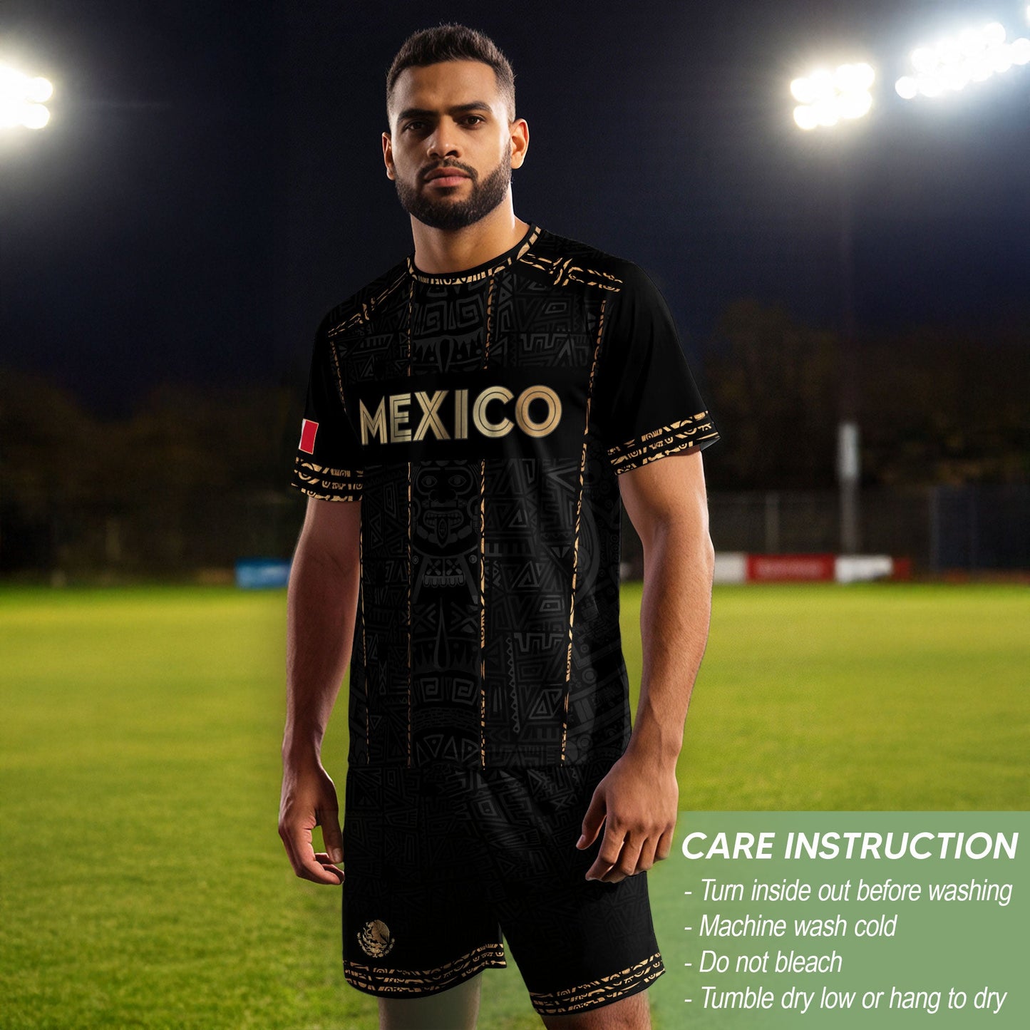 Mexico Soccer Jersey Black Design, Aztec Style Football Shirt for Fans