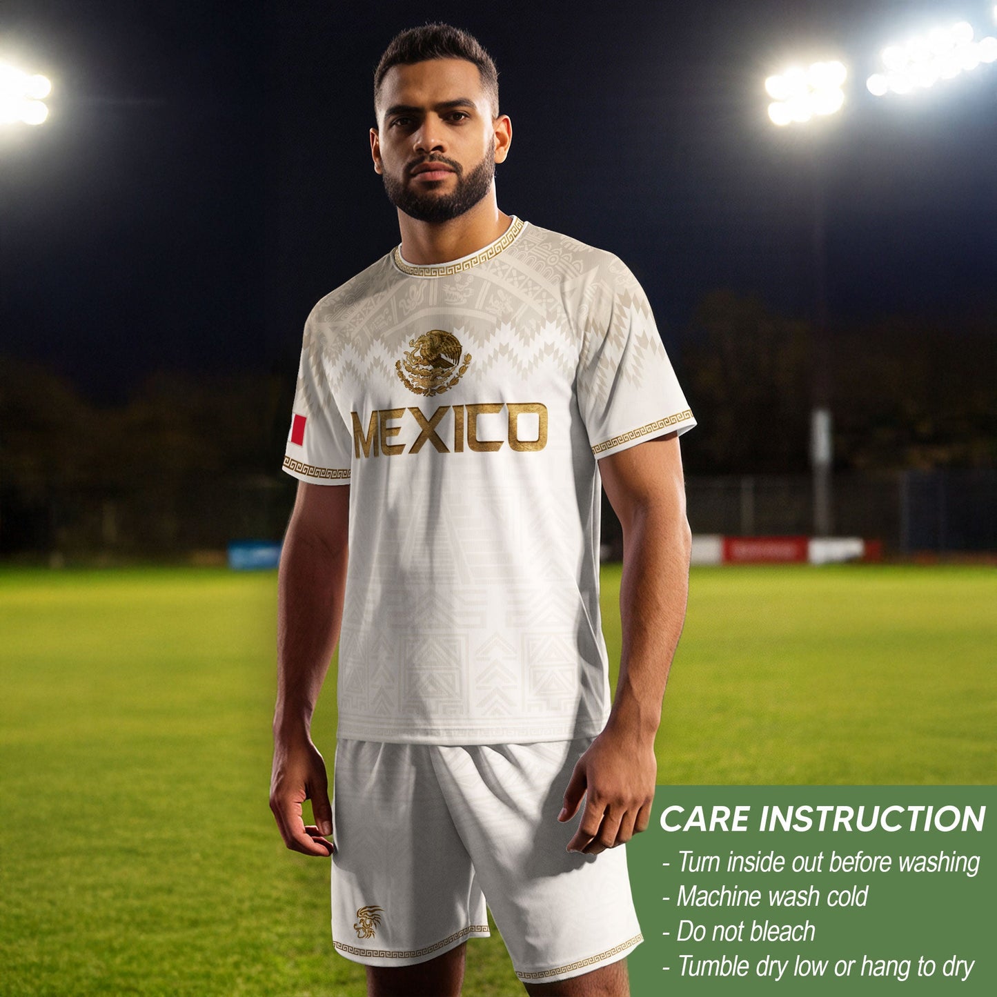 Men's Black Mexico Aztec Calendar Graphic T-Shirt – Gold Mexico Eagle Heritage Print Tee