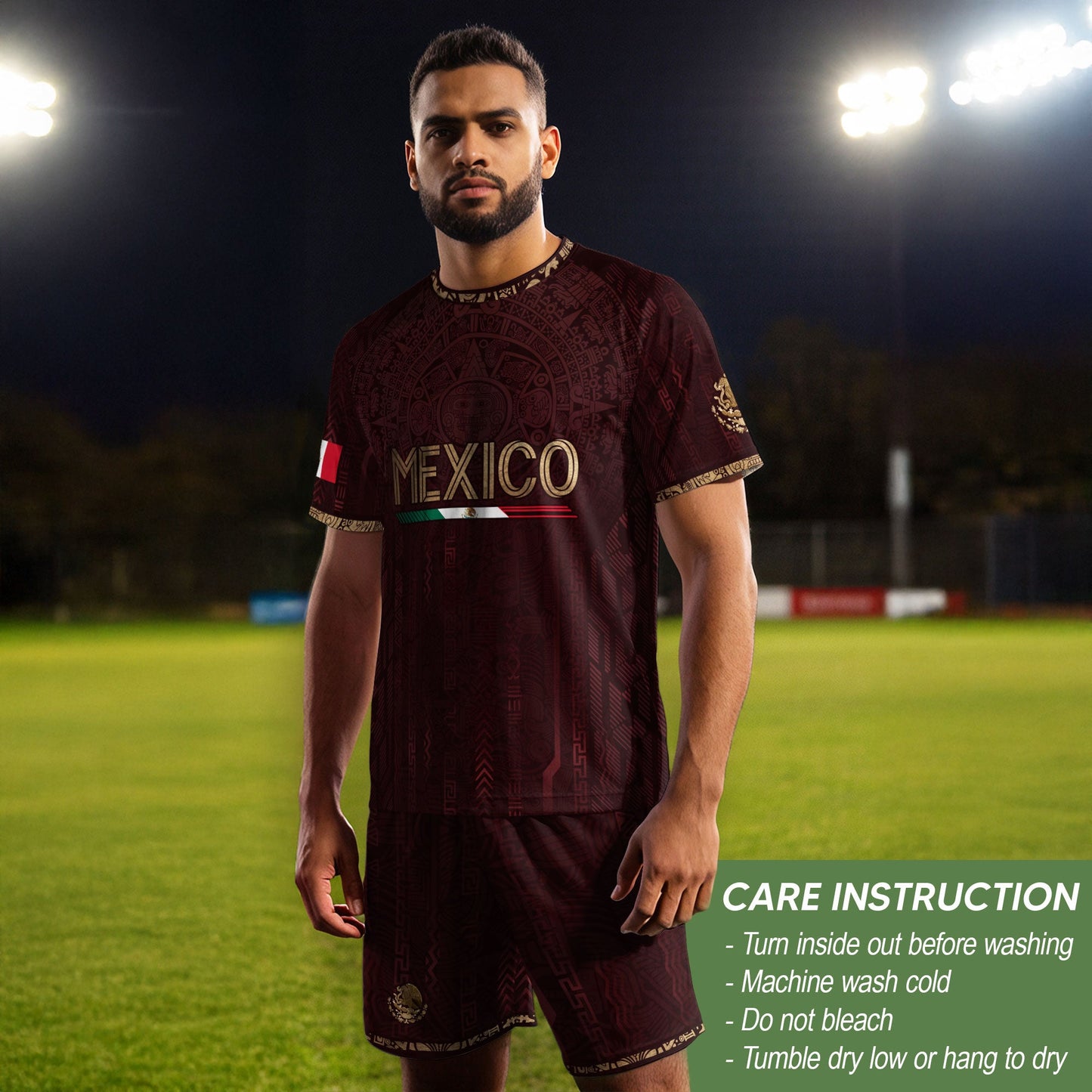 Mexico Football Jersey Maroon Aztec Calendar Soccer Shirt for Mexico Fans