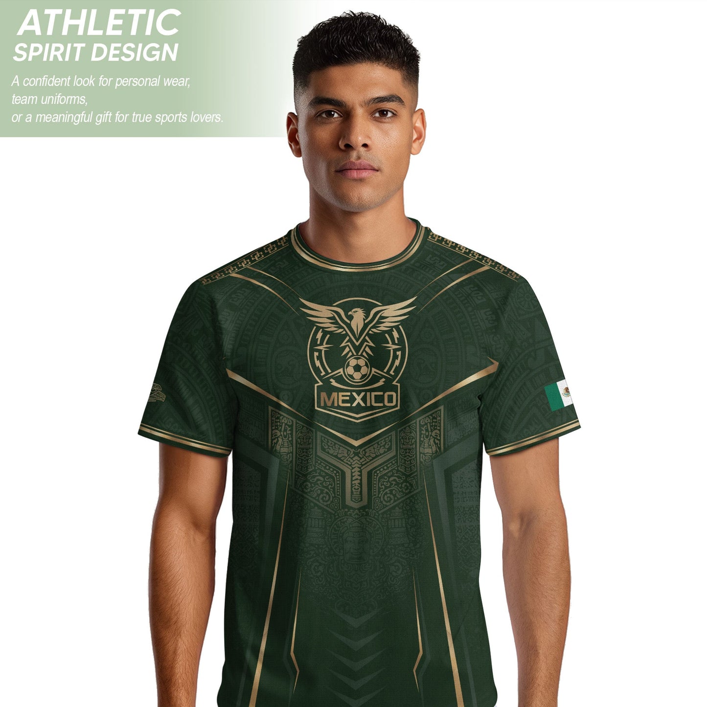Mexico Soccer Jersey Green Aztec Sun Stone Edition - Mexico Fan Heritage Style Shirt