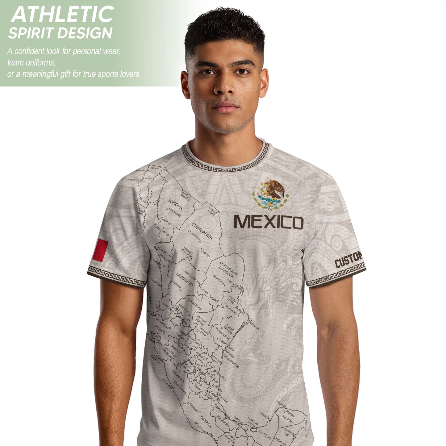 Mexico Soccer Jersey Custom Name - Vintage Map & Eagle Heritage White Football Shirt