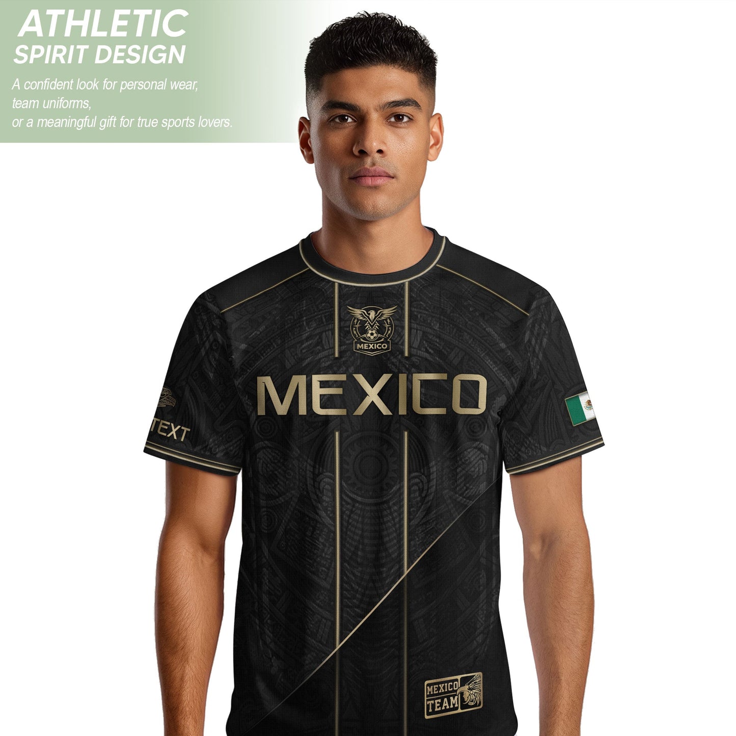 Black Mexico Soccer Jersey Custom Name Number Aztec Warrior Shirt