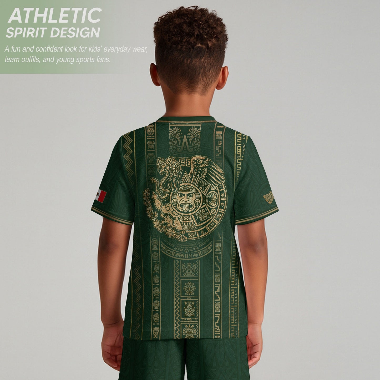 Mexico Soccer Jersey Youth Green Gold Tribal Football Shirt Premium Fan Apparel