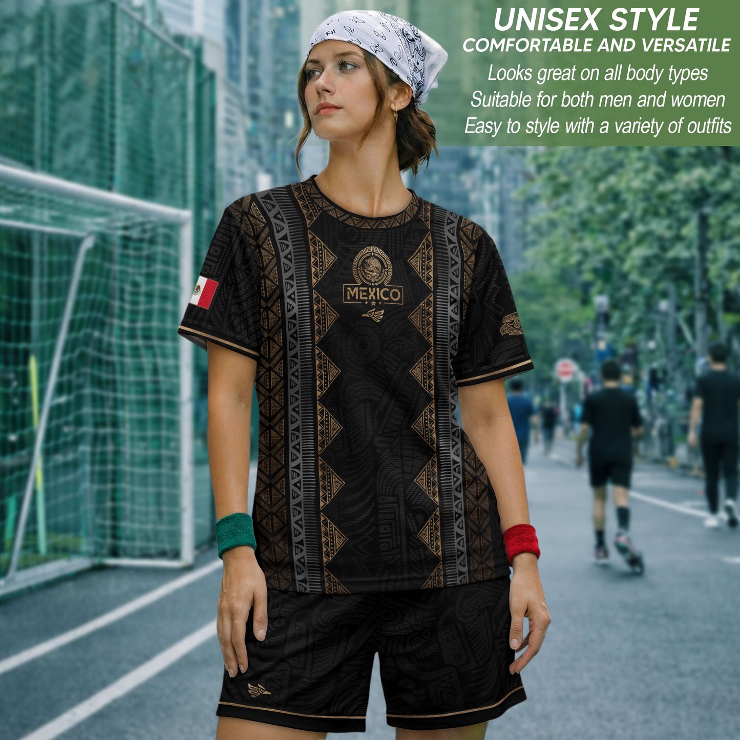 Mexico Heritage Black Gold Vintage Tribal Aztec National Soccer Jersey