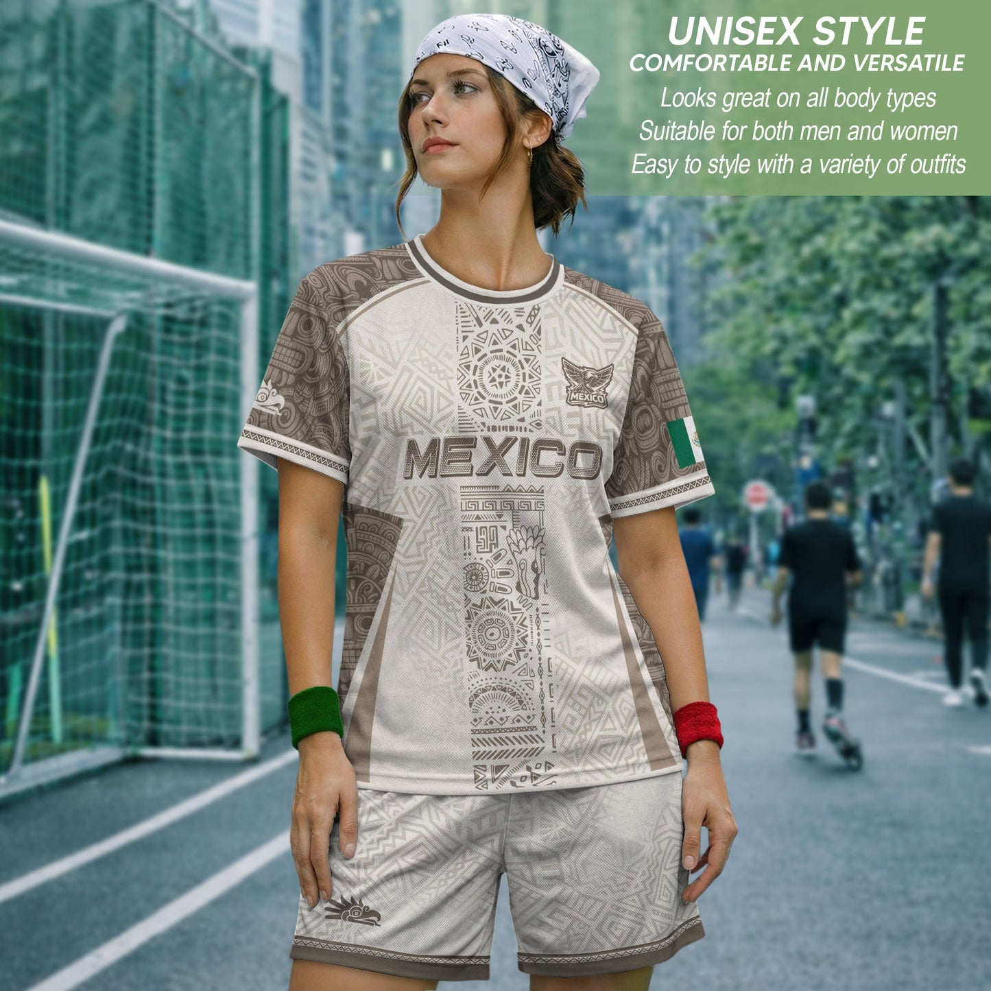 Mexico White Aztec Heritage Pattern Soccer Jersey Mexican Culture Design