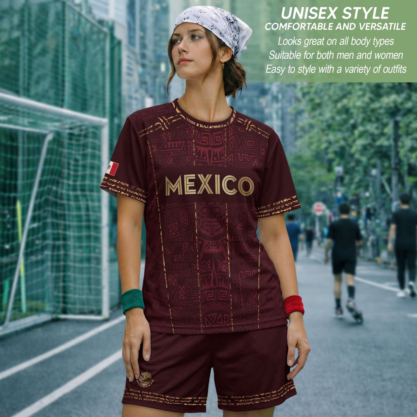 Mexico Soccer Jersey Maroon Aztec Heritage - Mexico National Team Fan Football Shirt