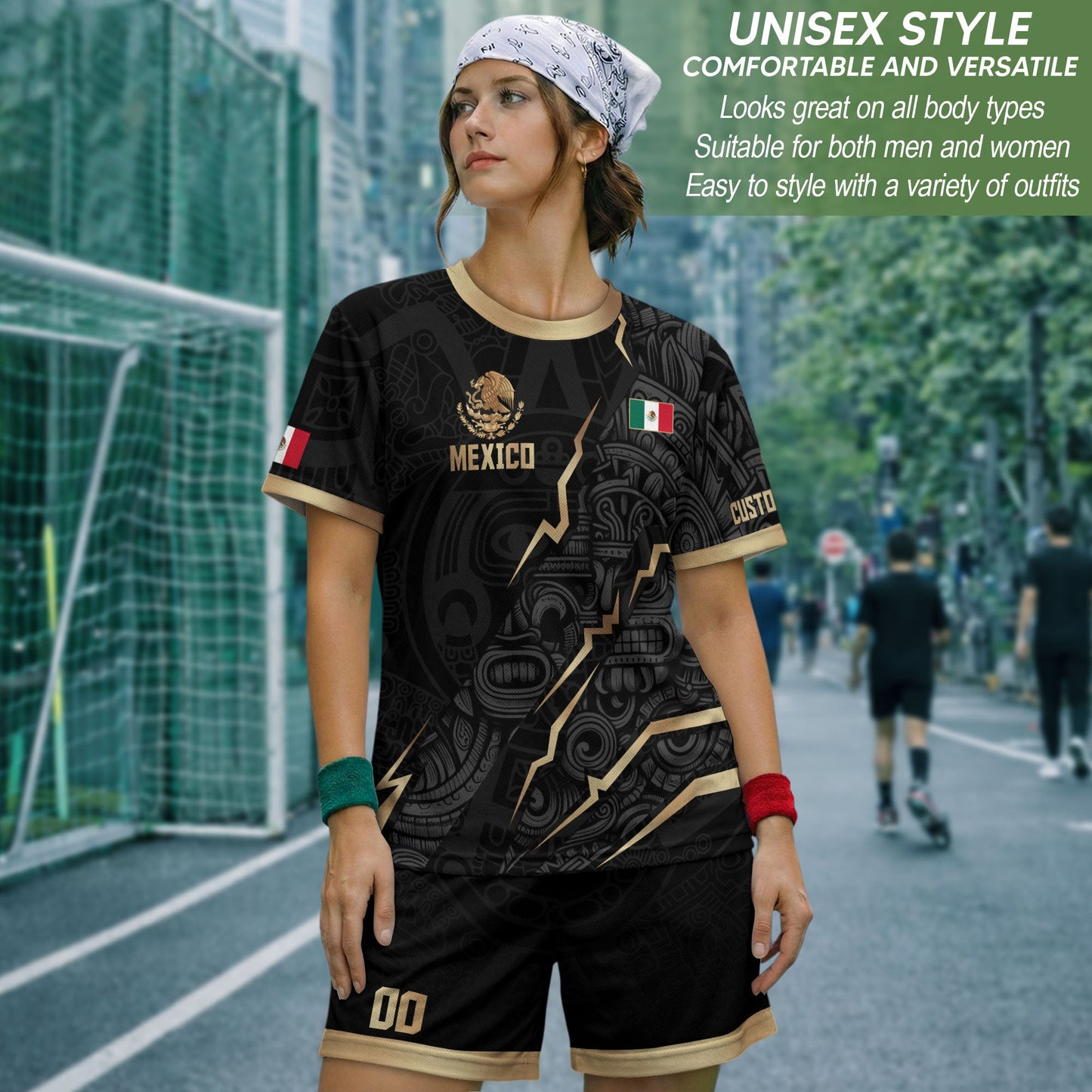 Mexico Soccer Jersey Black Gold Aztec Eagle Heritage Custom Mexican Football Shirt