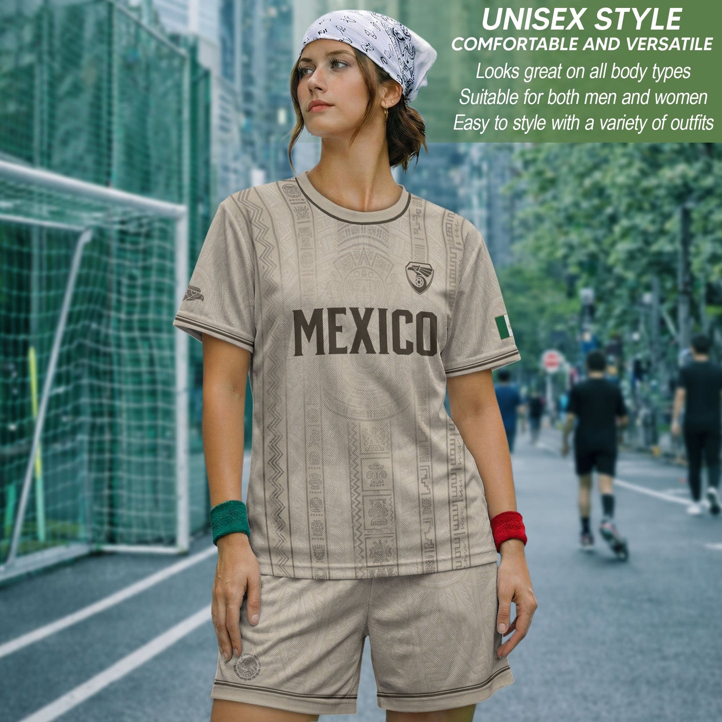 Mexico Soccer Jersey Men White Aztec Pattern Football Shirt Classic Fan Apparel