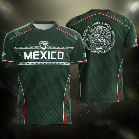Mexico Soccer Jersey Green National Team Style Football Men Shirt Eagle Crest Fan Tee
