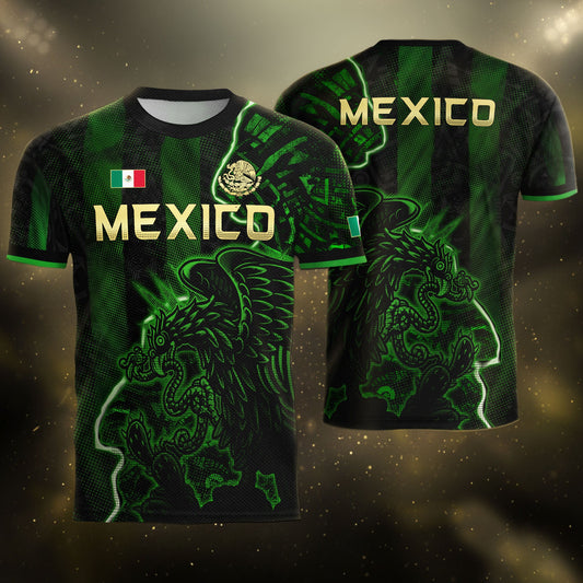 Mexico Soccer Jersey Green Black Electric Eagle - Mexico National Team Fan Heritage Shirt