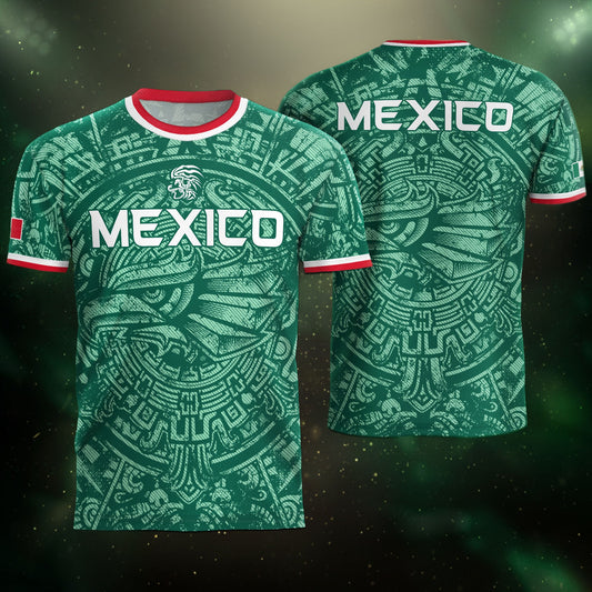 Represent Mexico Soccer Jersey Aztec Eagle Print - Ancient Eagle Heritage Football Shirt Men Gift