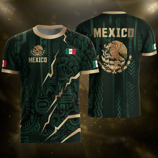 Mexico Soccer Jersey Aztec Eagle Heritage Green Gold Mexican Football Shirt