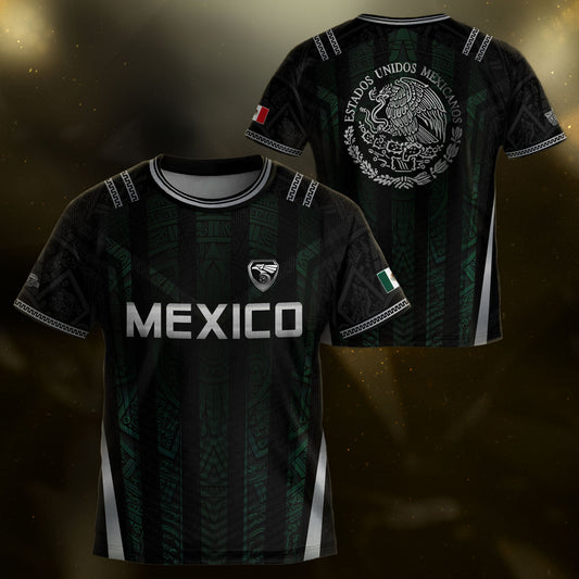 Mexico Soccer Jersey Black Green National Coat of Arms Heritage Football Shirt Set
