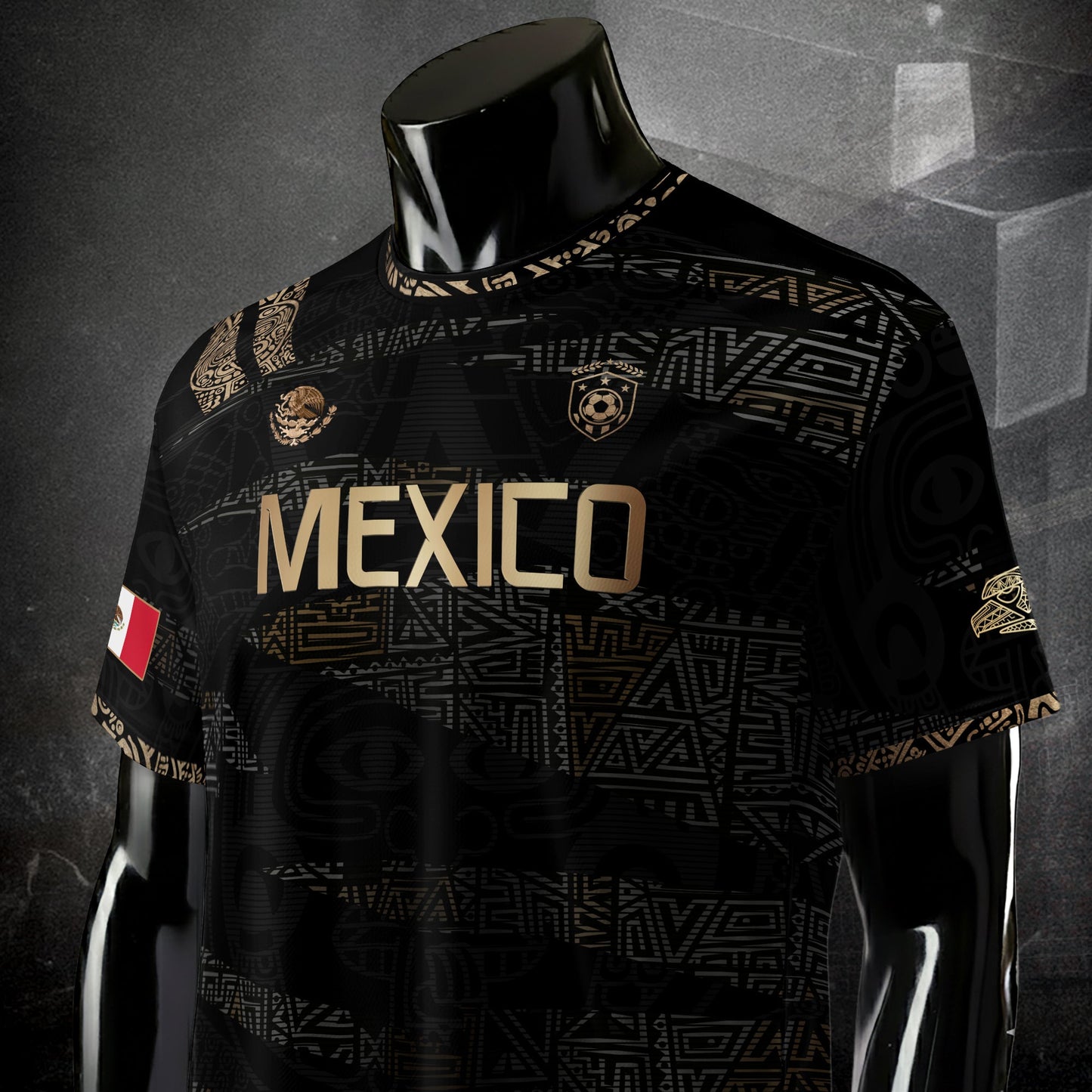 Mexico Aztec Heritage Soccer Jersey 3-Pack Bundle – Green Gold + Burgundy Gold Eagle Crest + Black Gold Eagle Crest