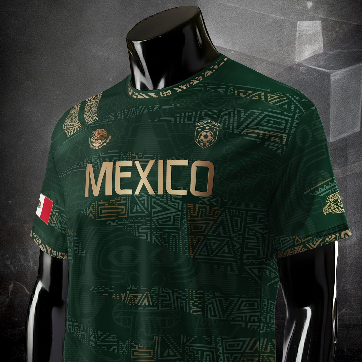 Mexico Aztec Heritage Soccer Jersey 3-Pack Bundle – Green Gold + Burgundy Gold Eagle Crest + Black Gold Eagle Crest