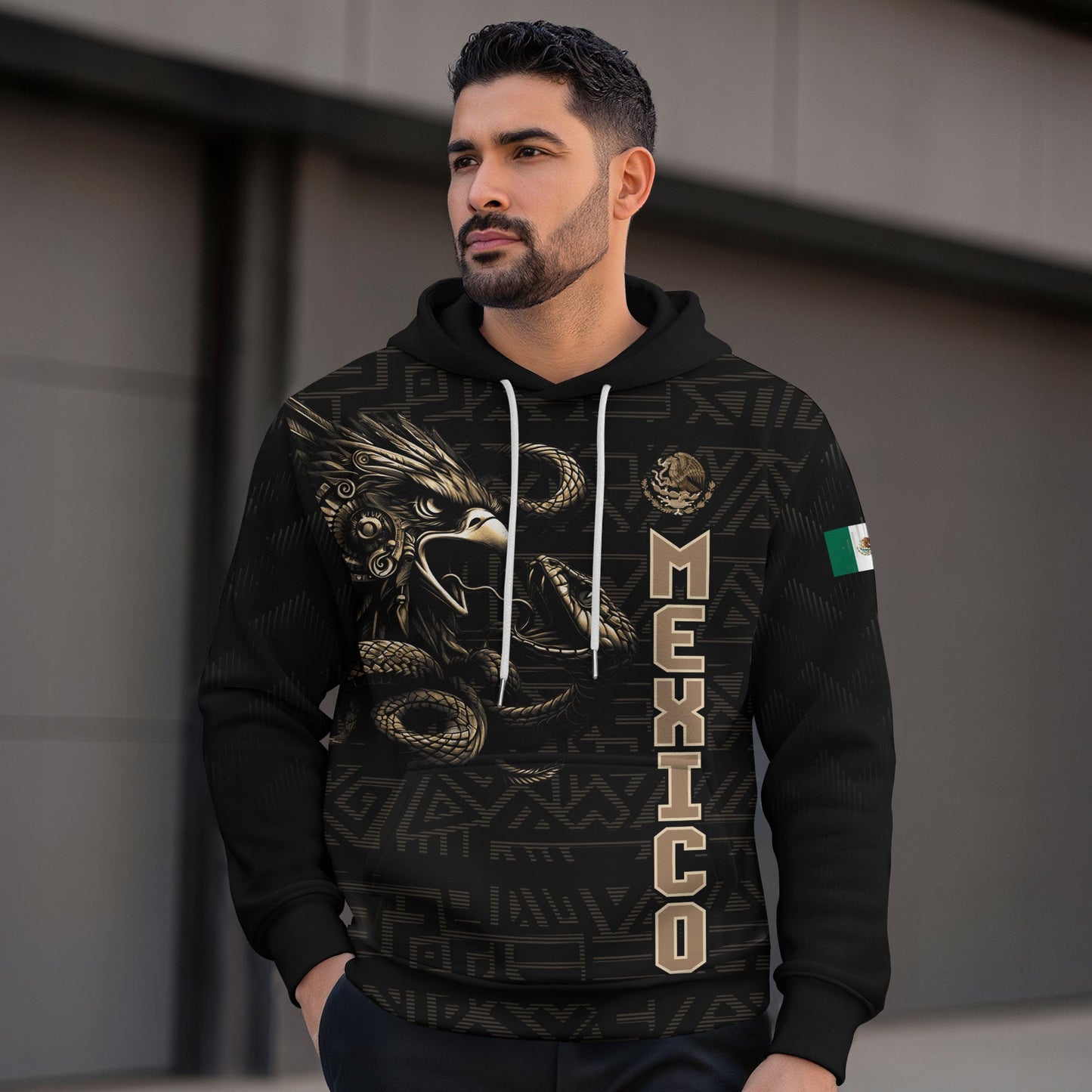 Mexican Aztec Eagle Snake National Flag Heritage Mens Sudadera De Mexico Hoodie
