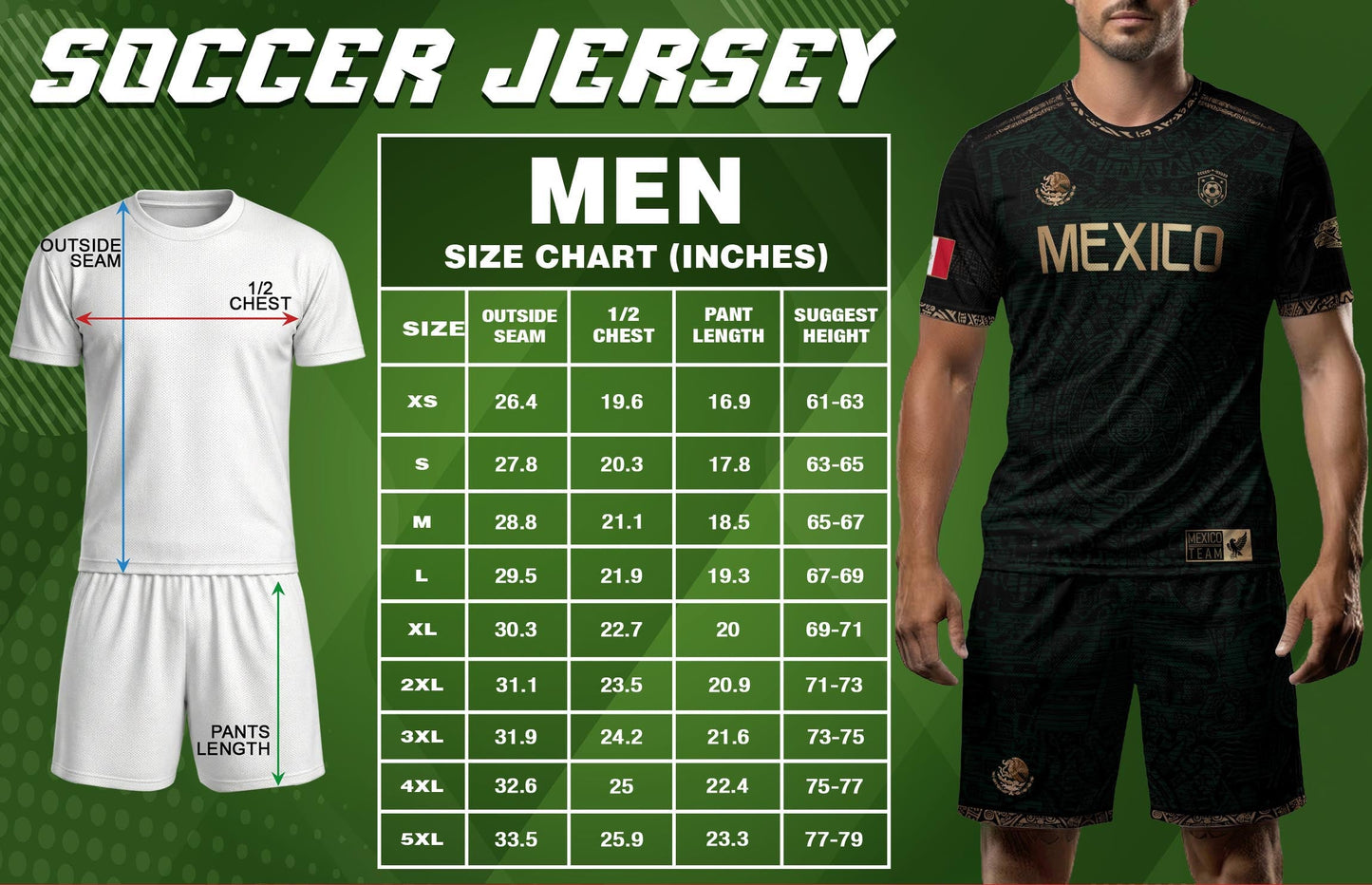 Mexico Heritage Dark Green Gold Vintage Athletic Aztec Calendar Soccer Jersey