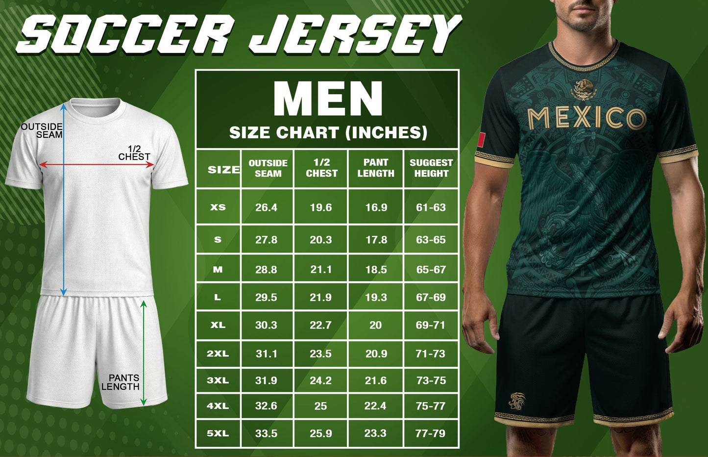 Mexico Heritage Orgullo Mexicano Green Gold Eagle Aztec Calendar Soccer Jersey
